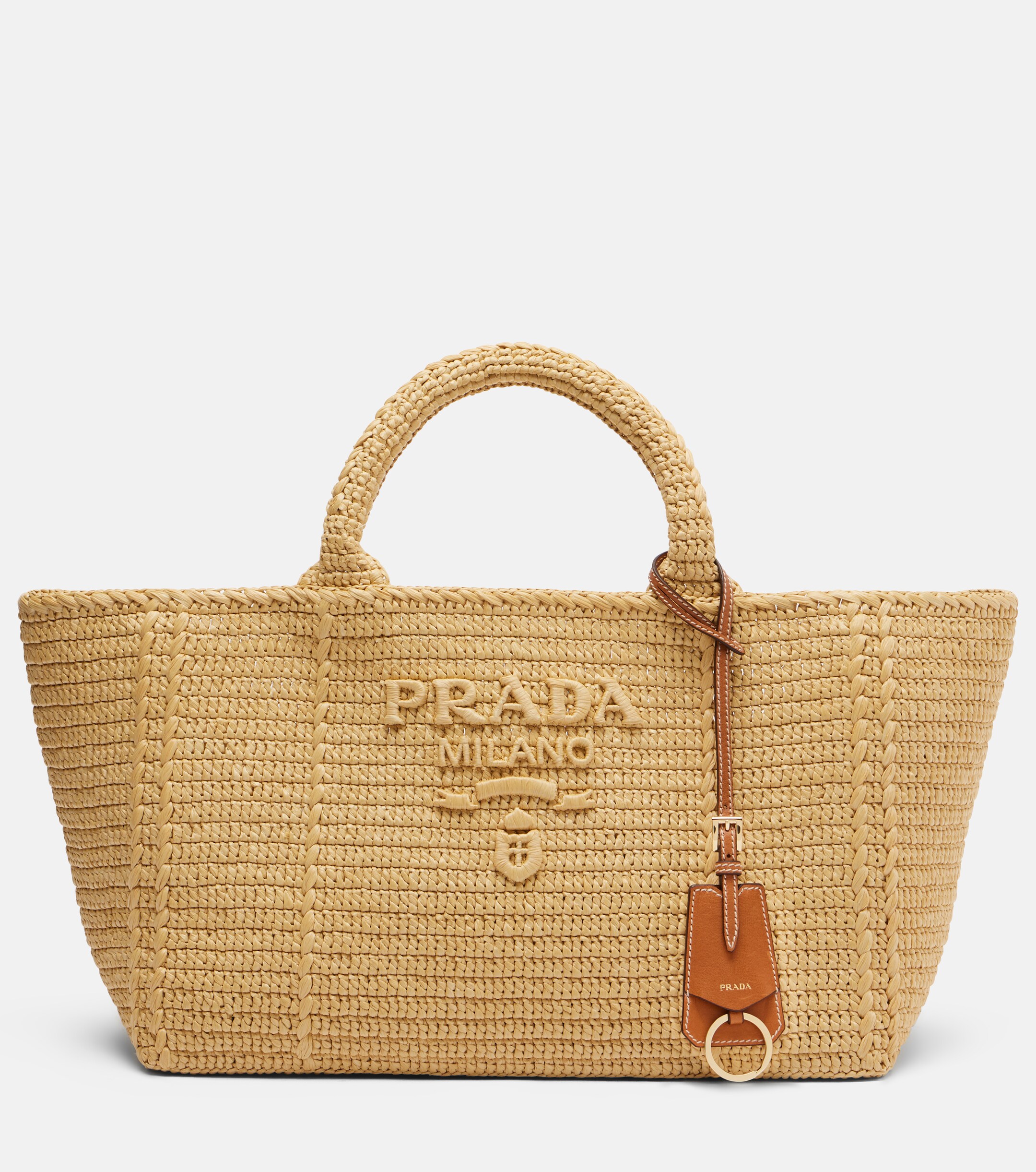 Prada Large crochet raffia-effect shopper