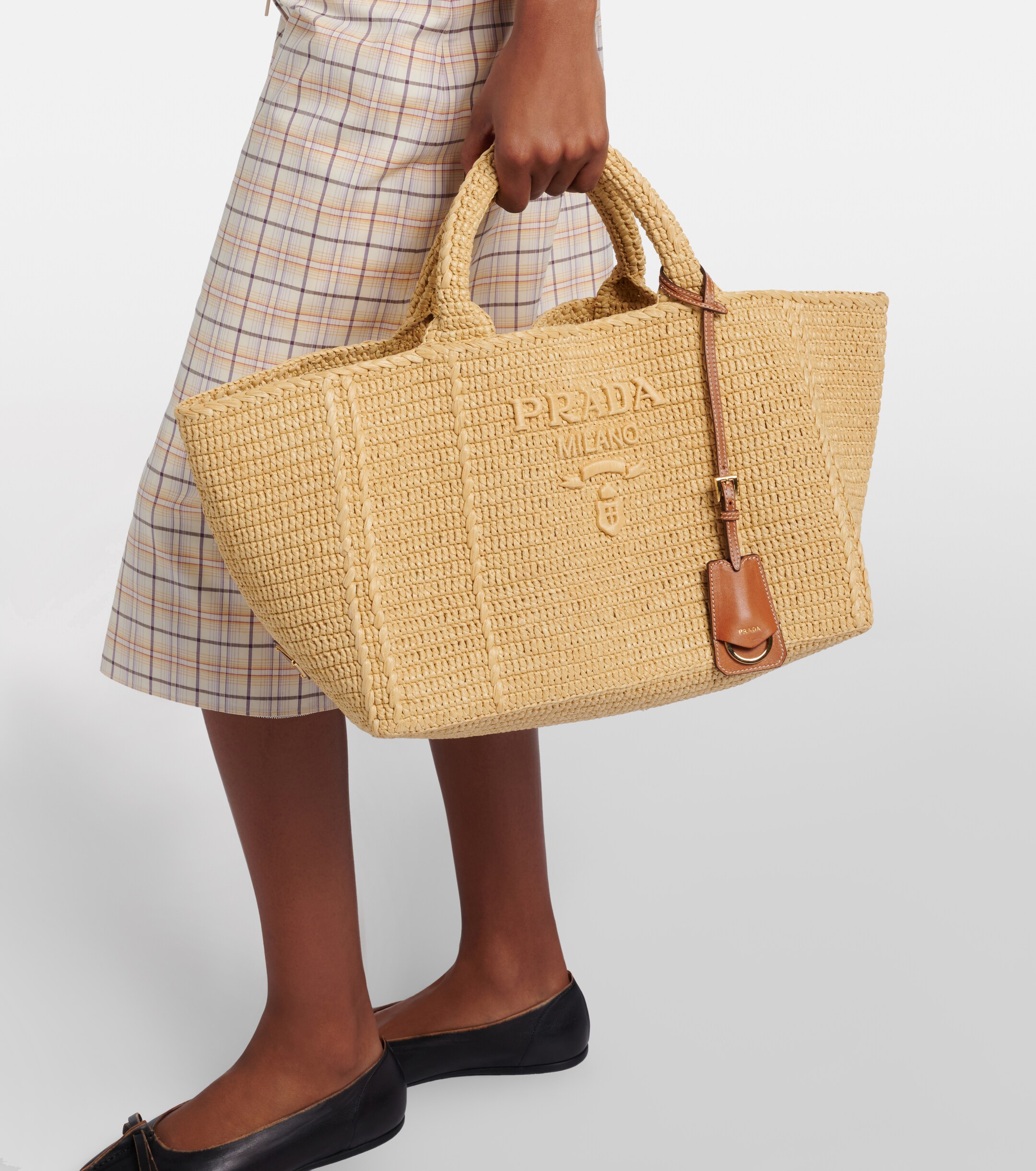 Prada Large crochet raffia-effect shopper