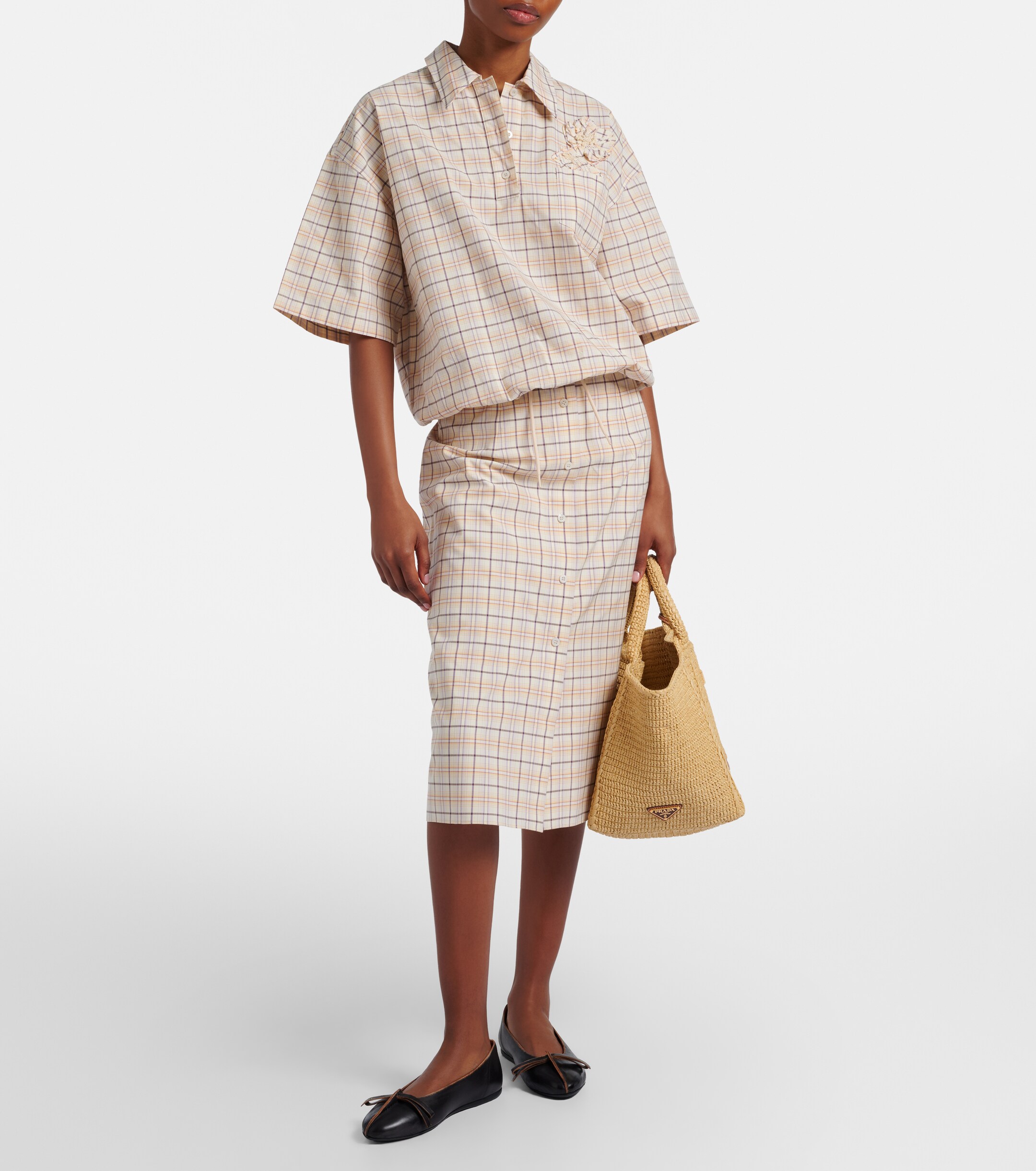 Prada Large crochet raffia-effect shopper