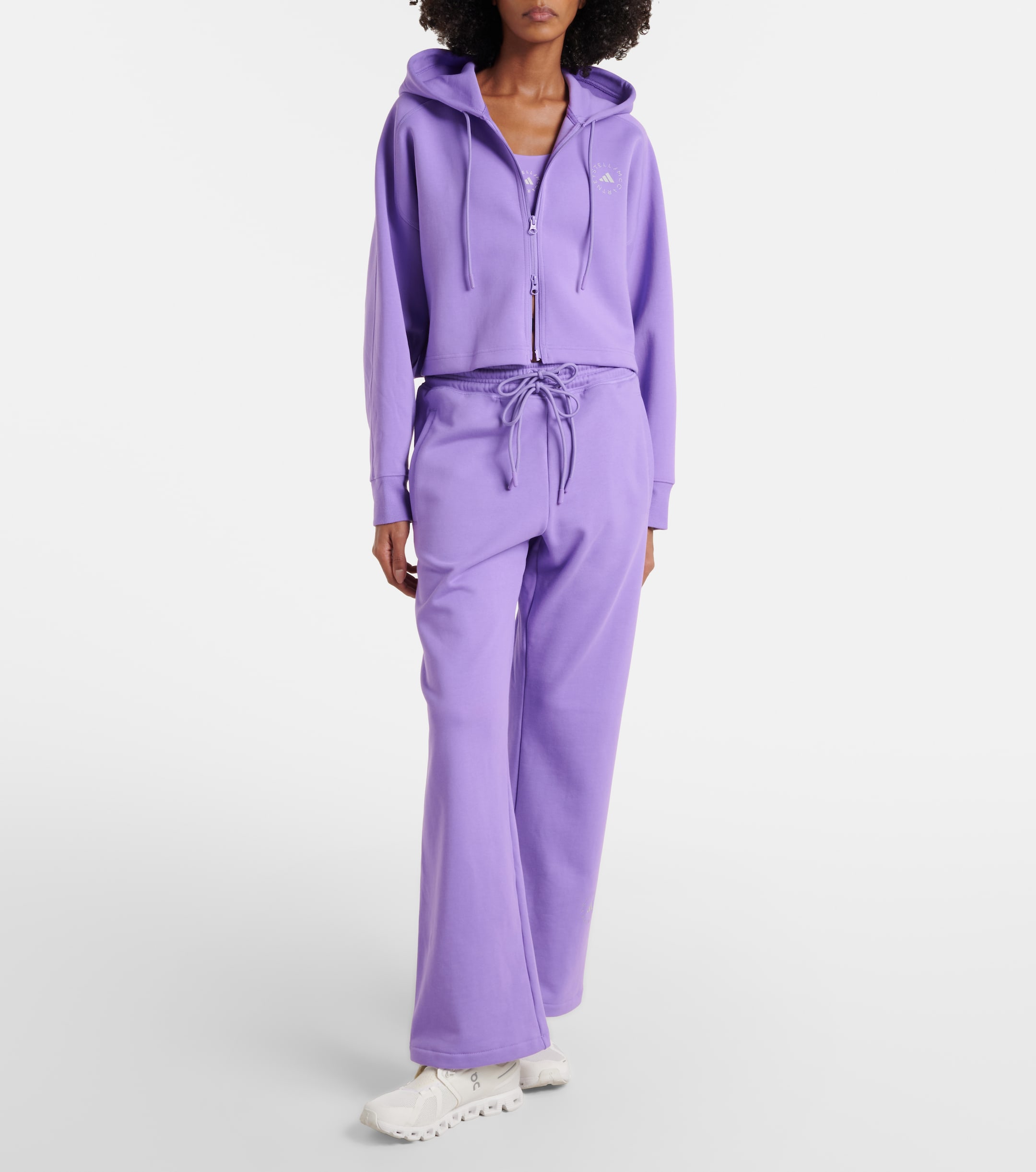 adidas by Stella McCartney Adidas by Stella McCartney Logo cropped cotton-blend hoodie