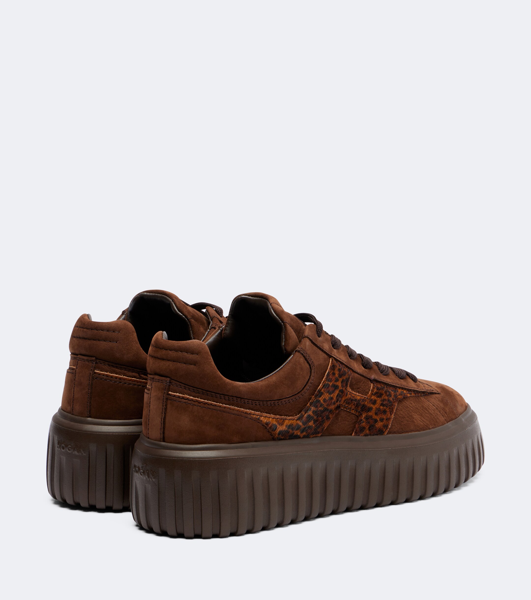 Hogan Hogan H645 fur-trimmed leather platform sneakers