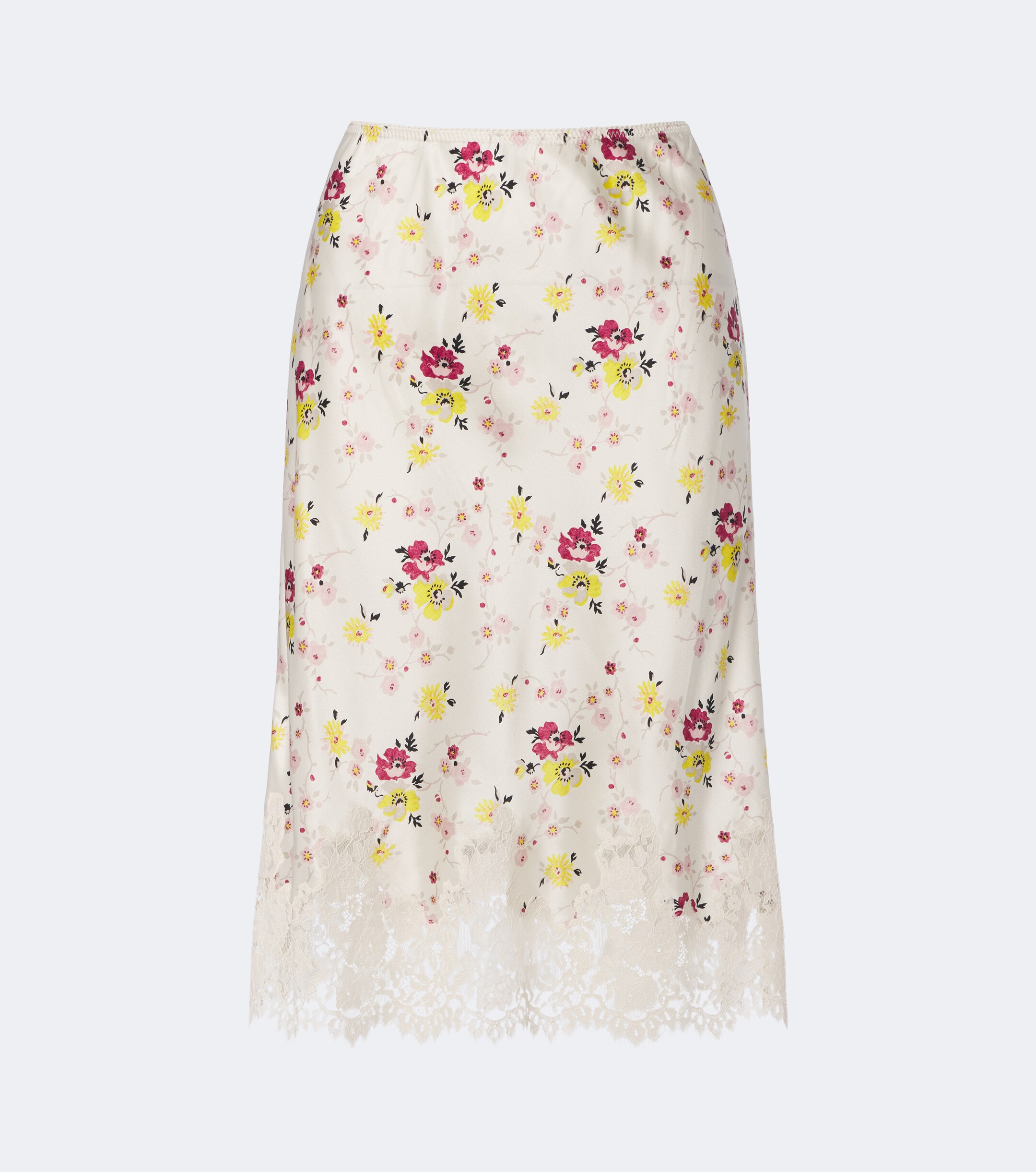 Dôen Dôen Elowette lace-trimmed silk satin midi skirt