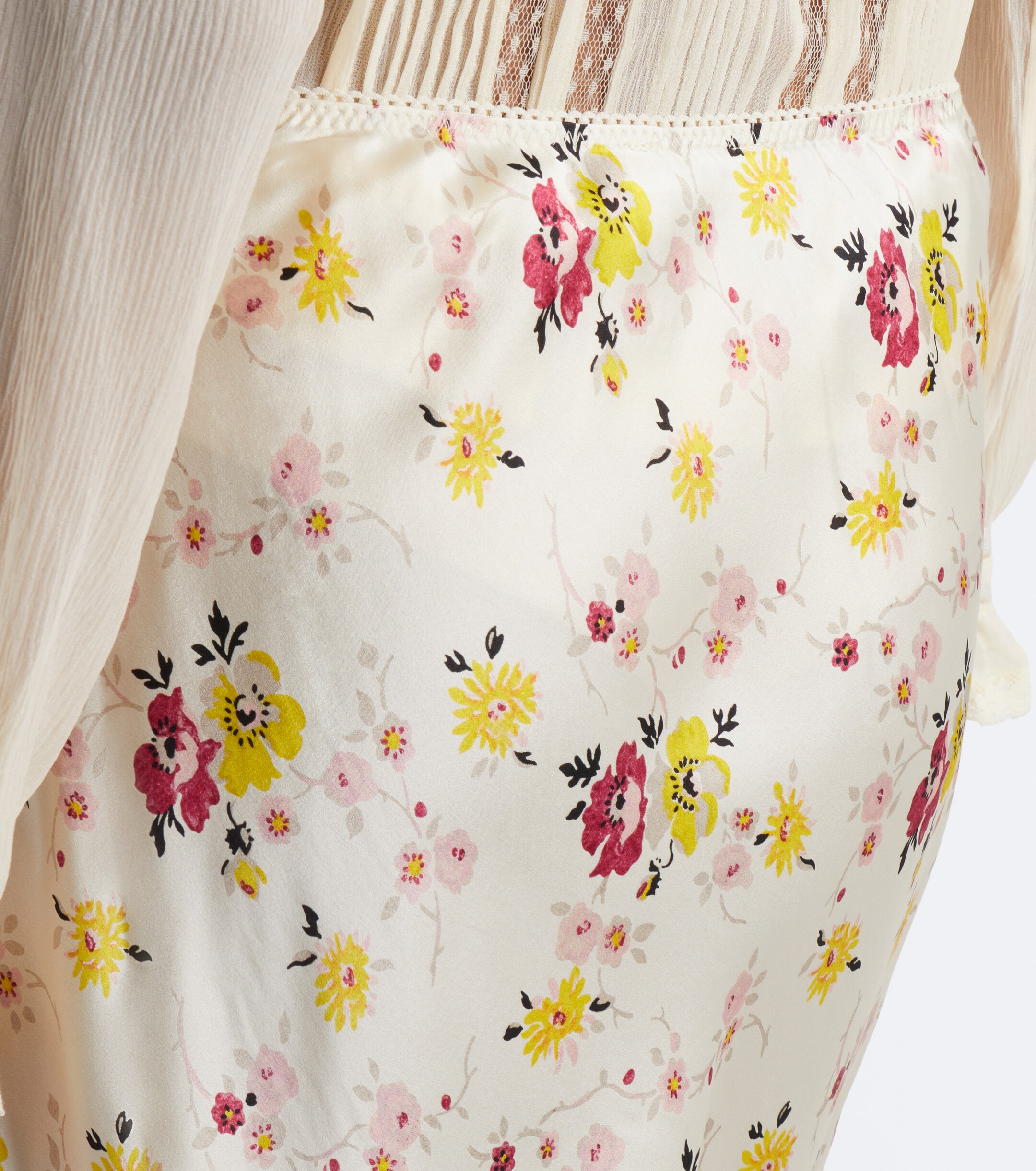 Dôen Dôen Elowette lace-trimmed silk satin midi skirt