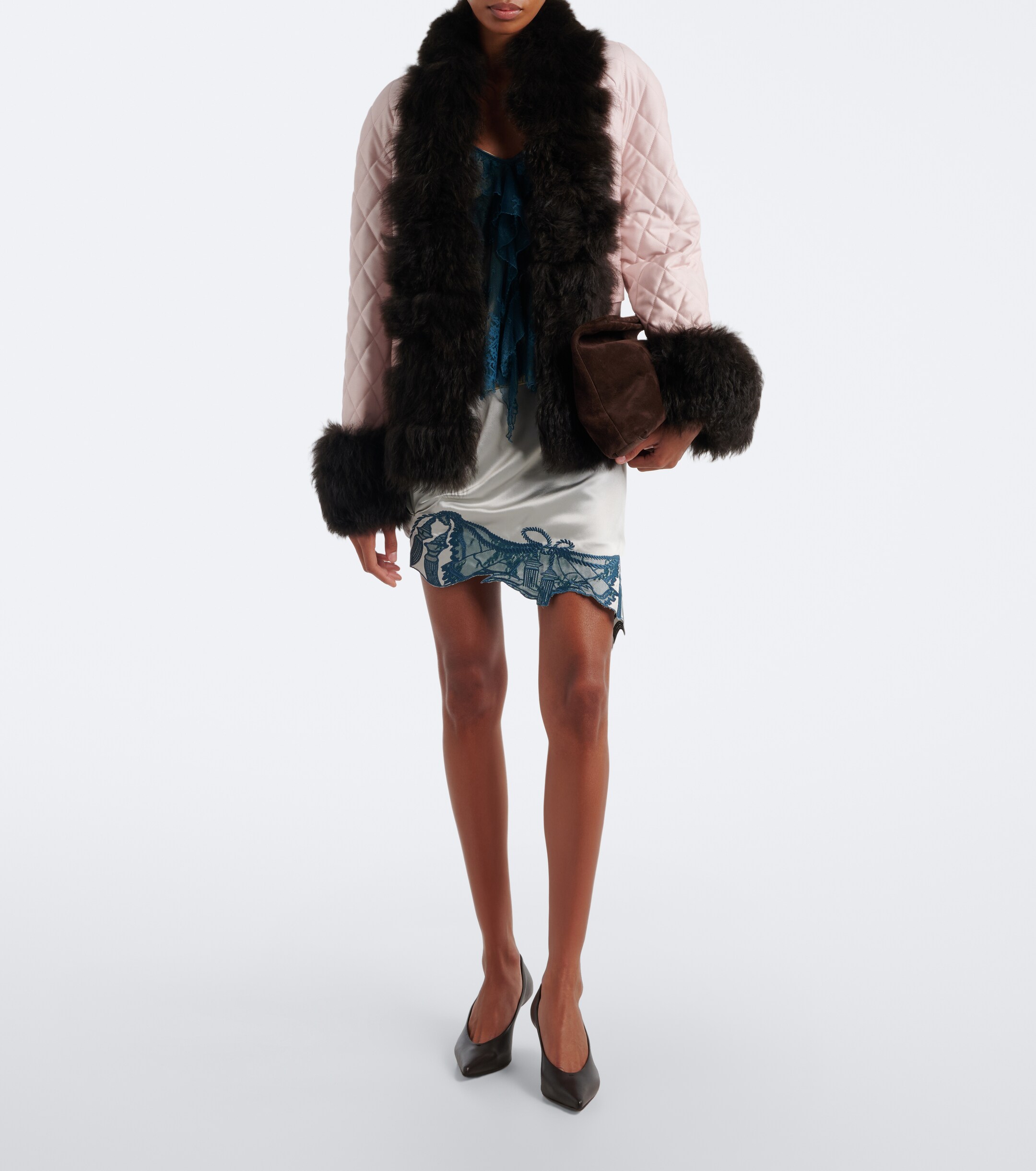 Jacques Wei Jacques Wei Embroidered satin miniskirt
