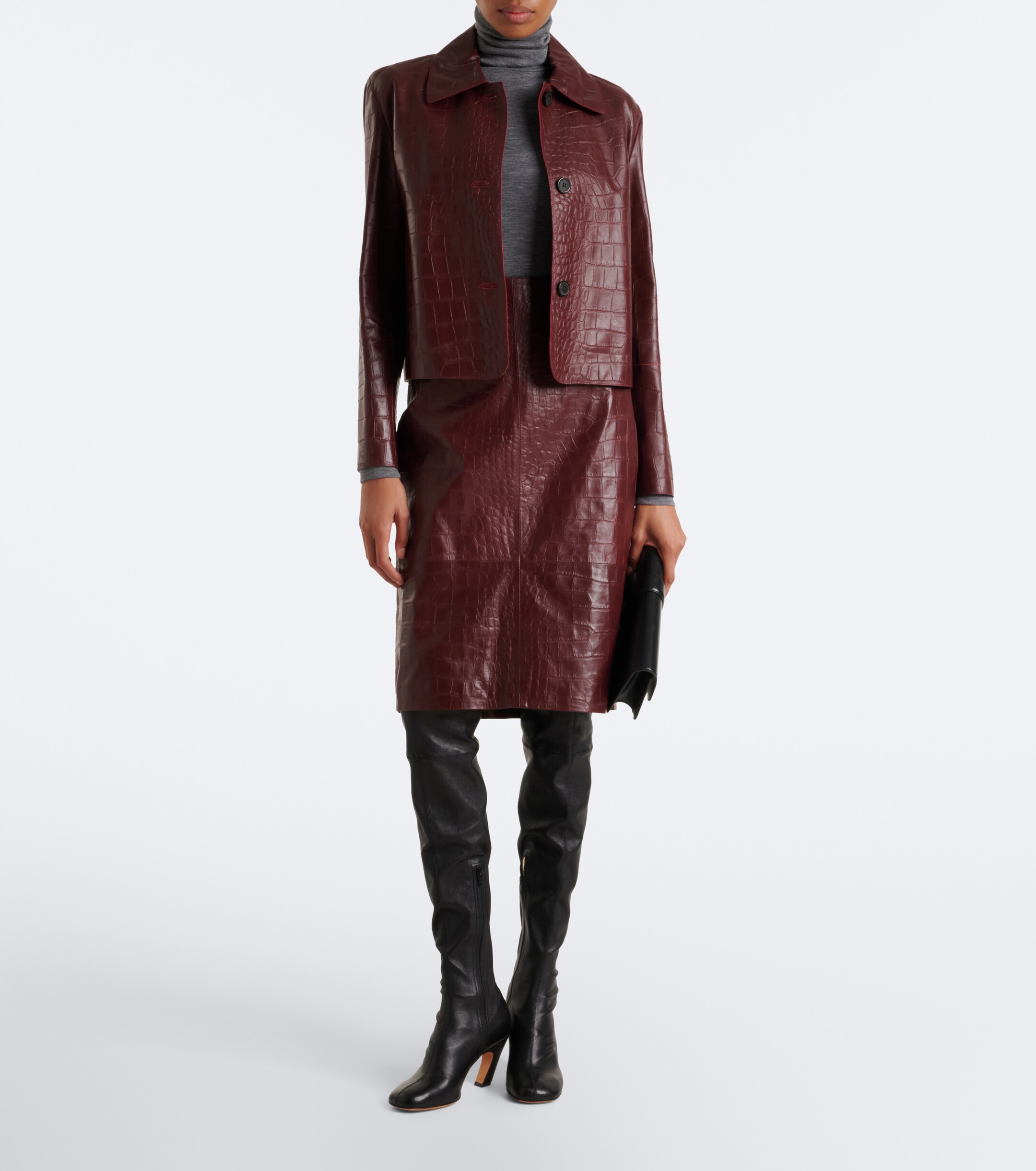 ARMA Arma Nathaly croc-effect leather midi skirt