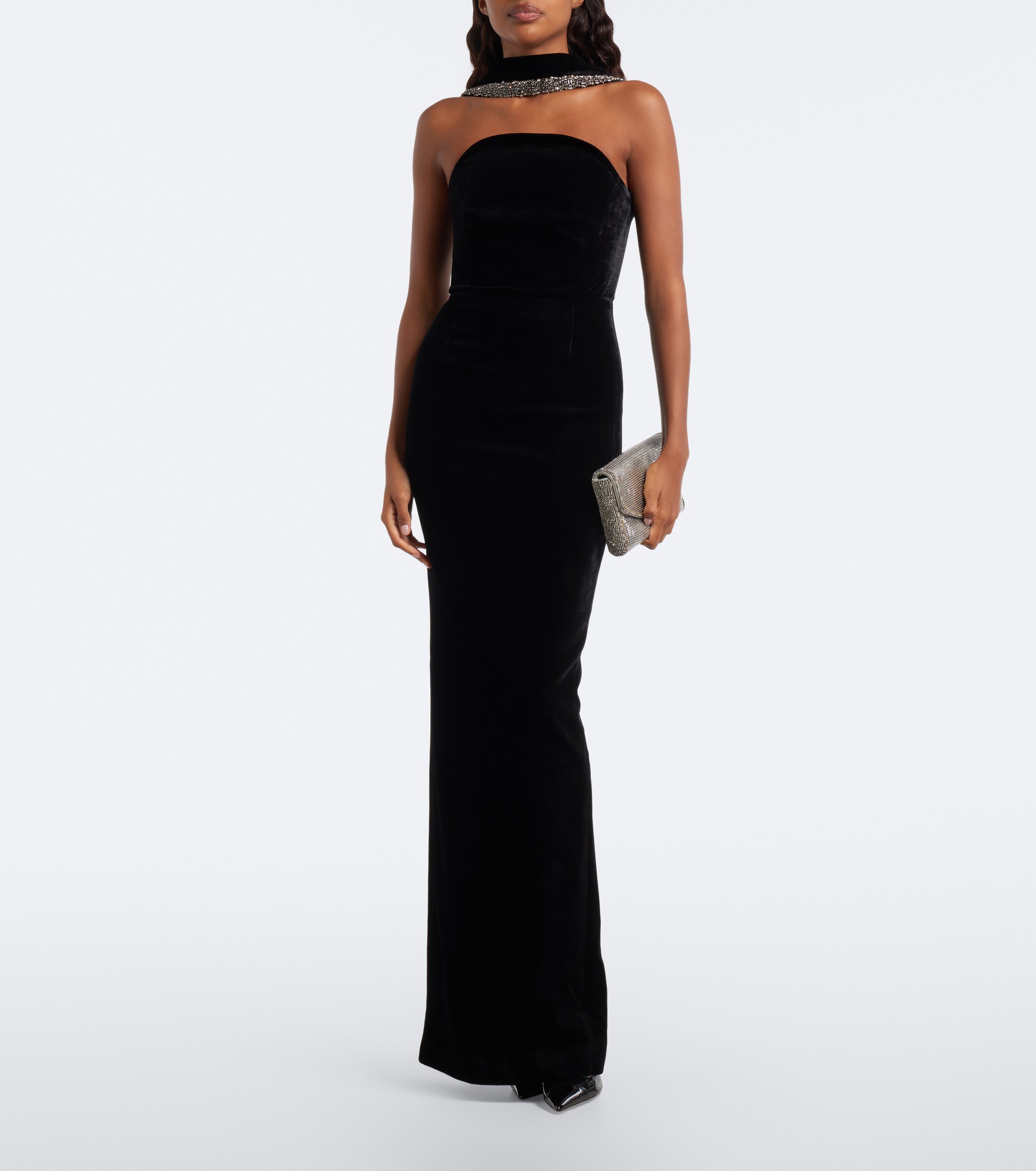 Roland Mouret Roland Mouret Embellished halterneck velvet gown