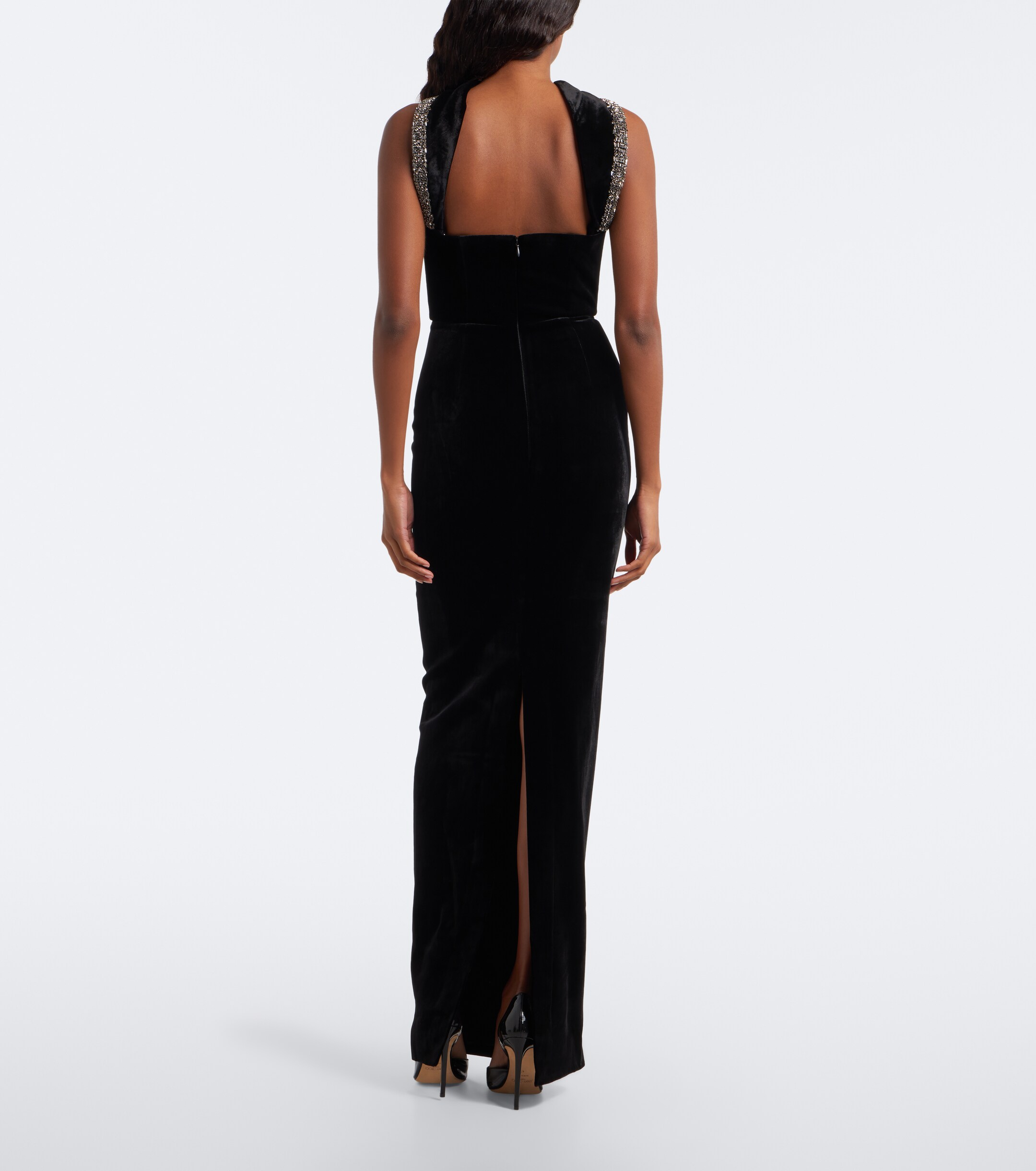 Roland Mouret Roland Mouret Embellished halterneck velvet gown