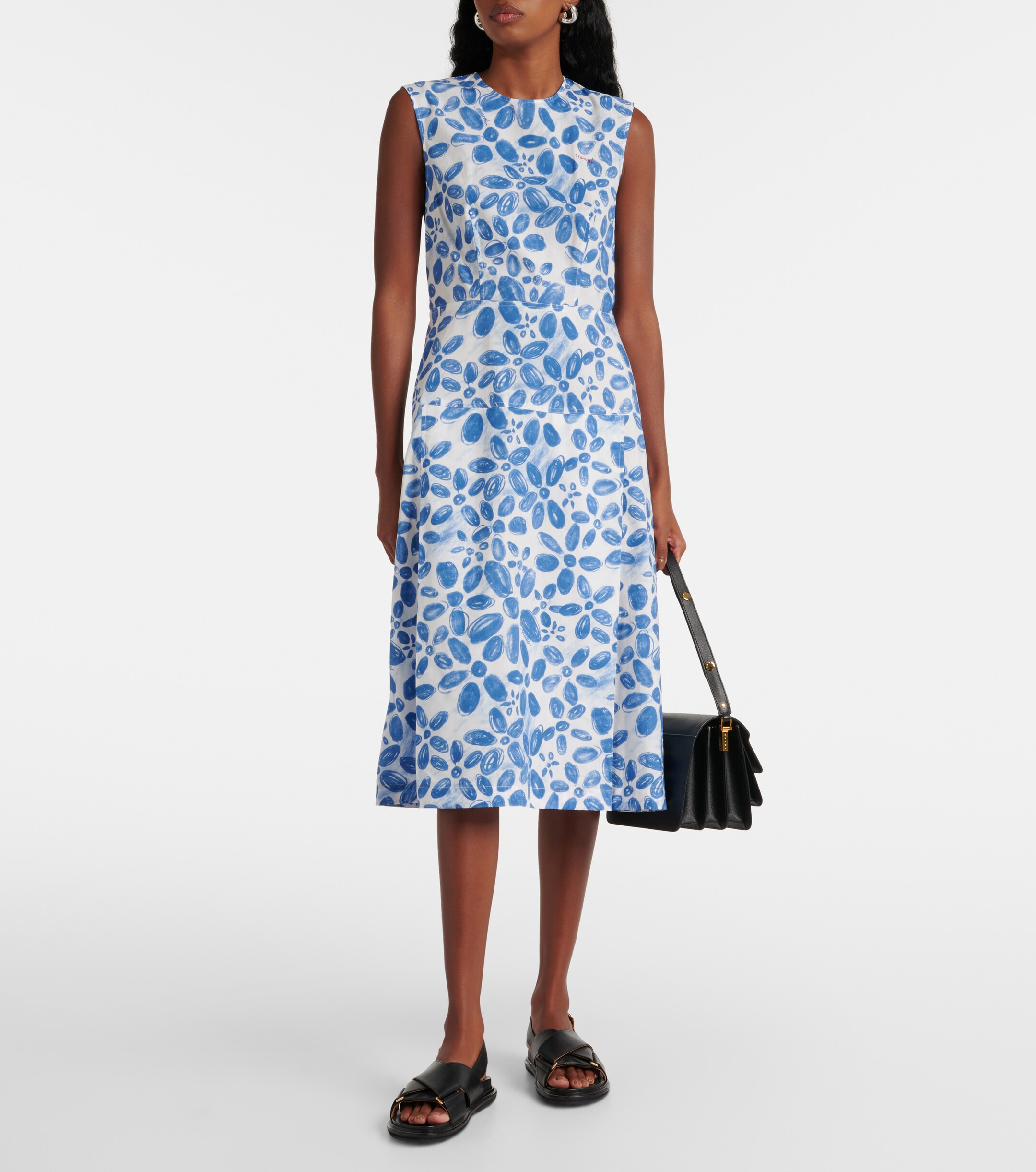 Marni Printed cotton midi dress