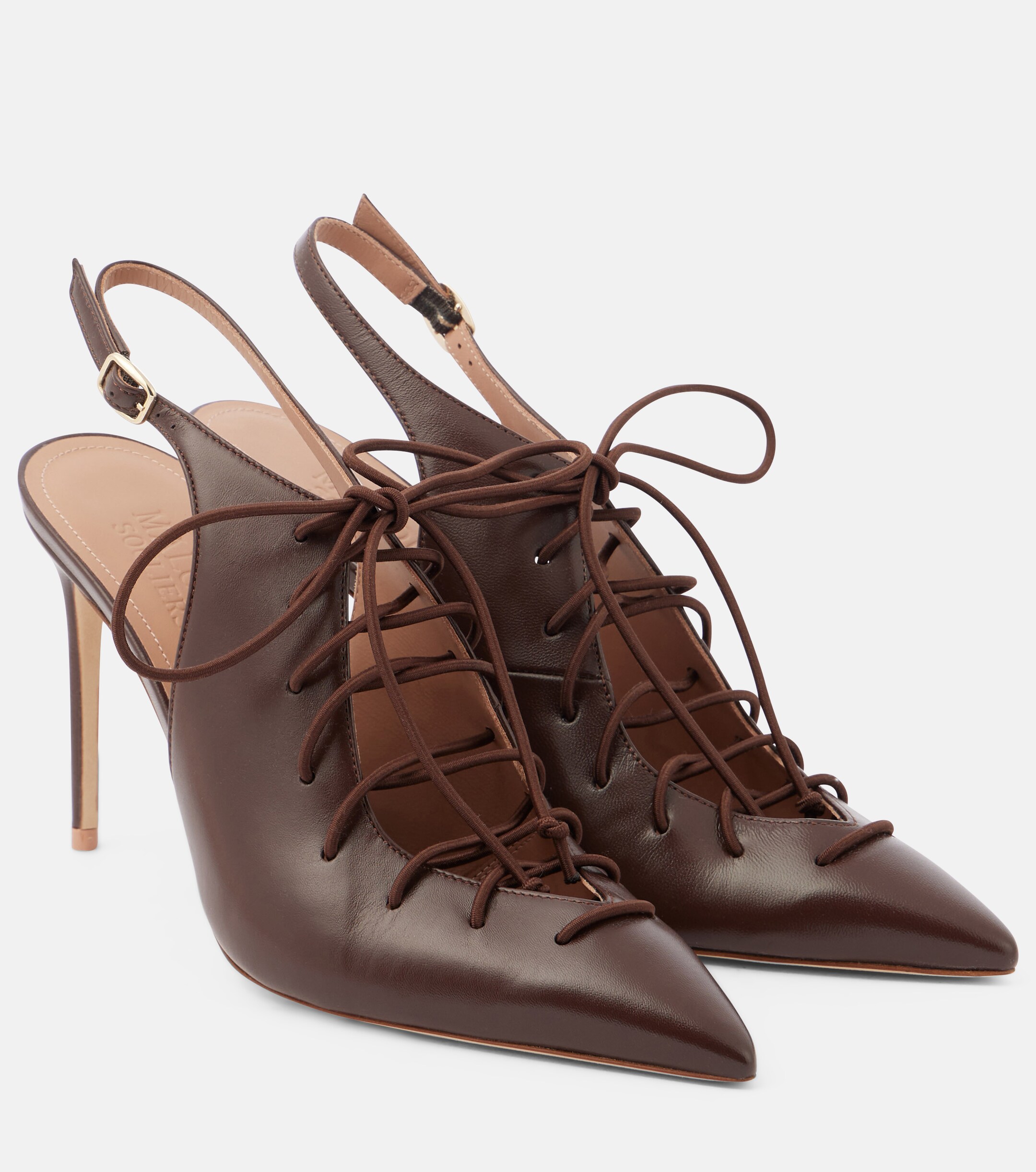 Malone Souliers Alia 90 leather slingback pumps