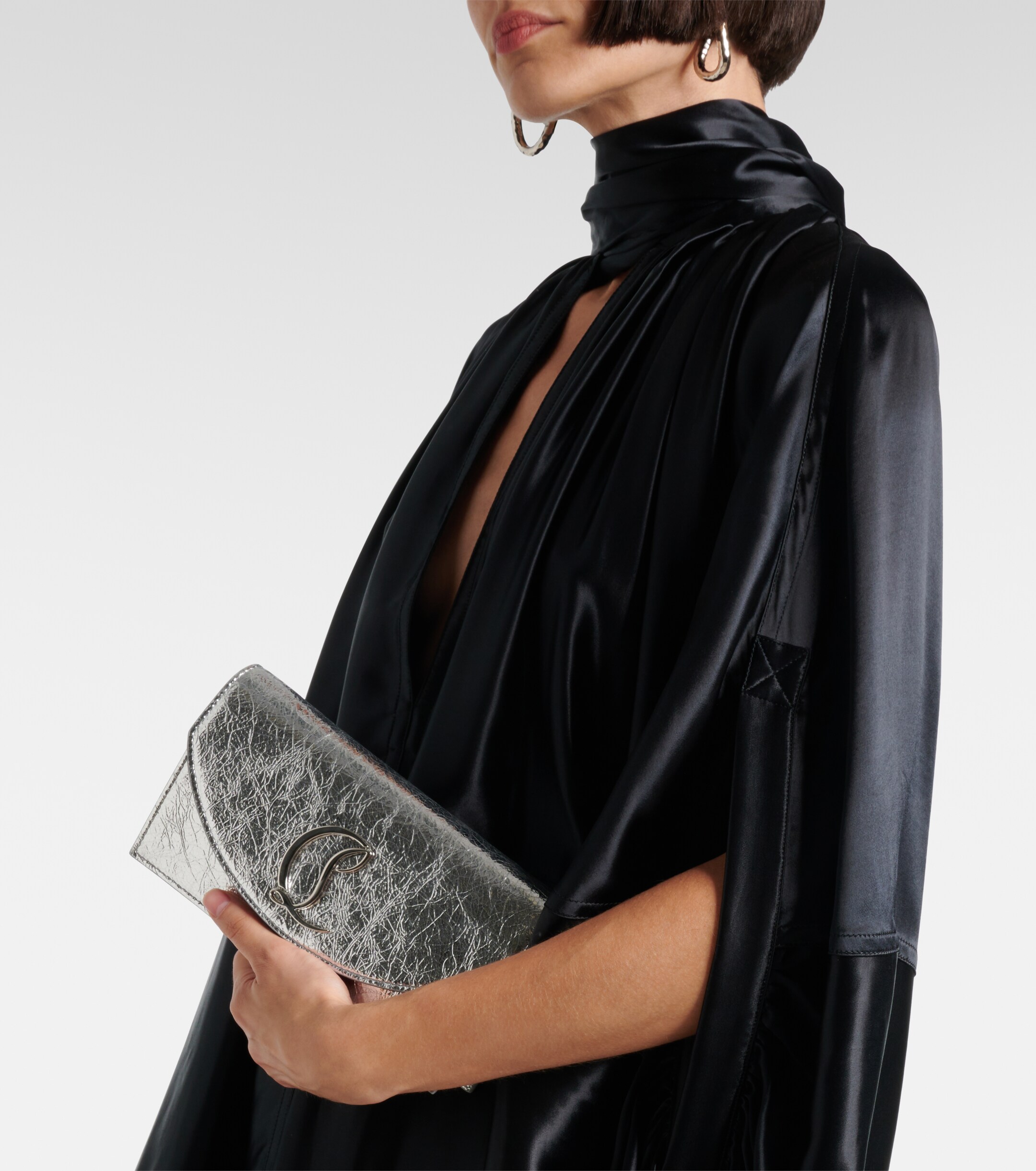 CHRISTIAN LOUBOUTIN Loubi54 metallic leather clutch