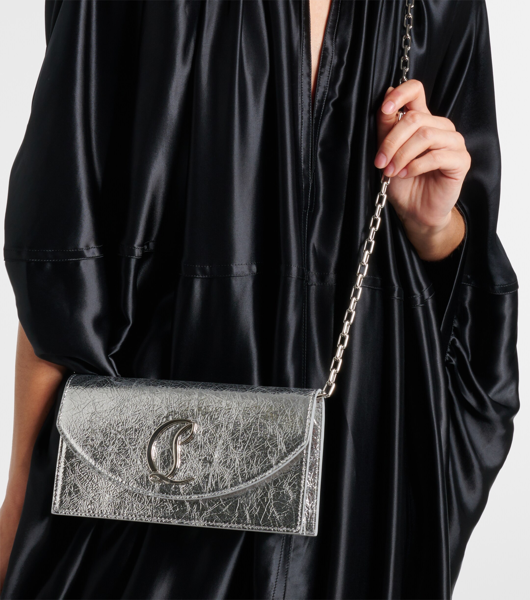 CHRISTIAN LOUBOUTIN Loubi54 metallic leather clutch
