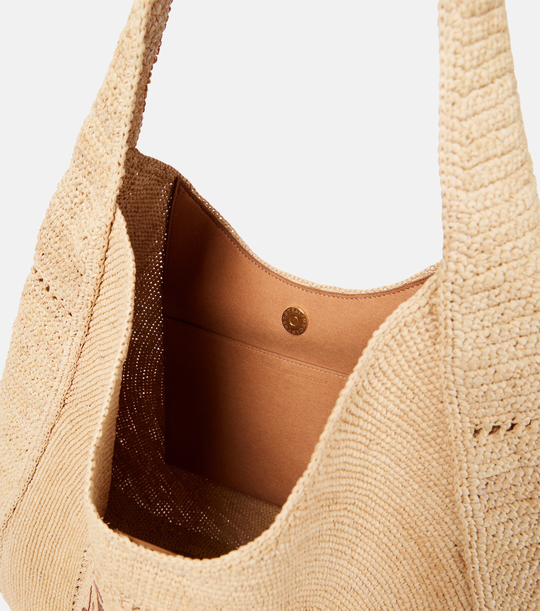 Stella McCartney Logo embroidered raffia tote bag