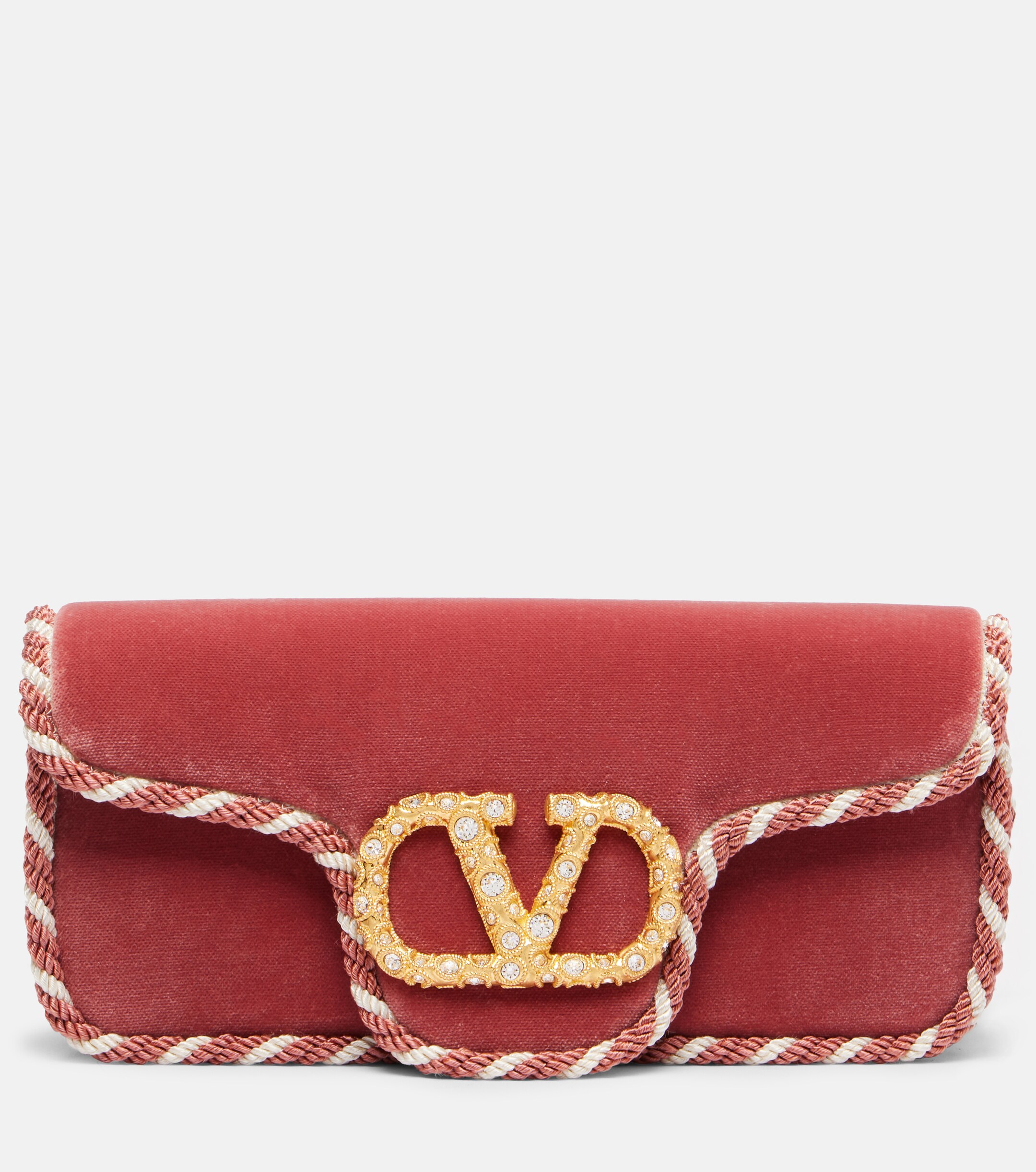 Valentino Garavani Locò Mini embellished velvet clutch