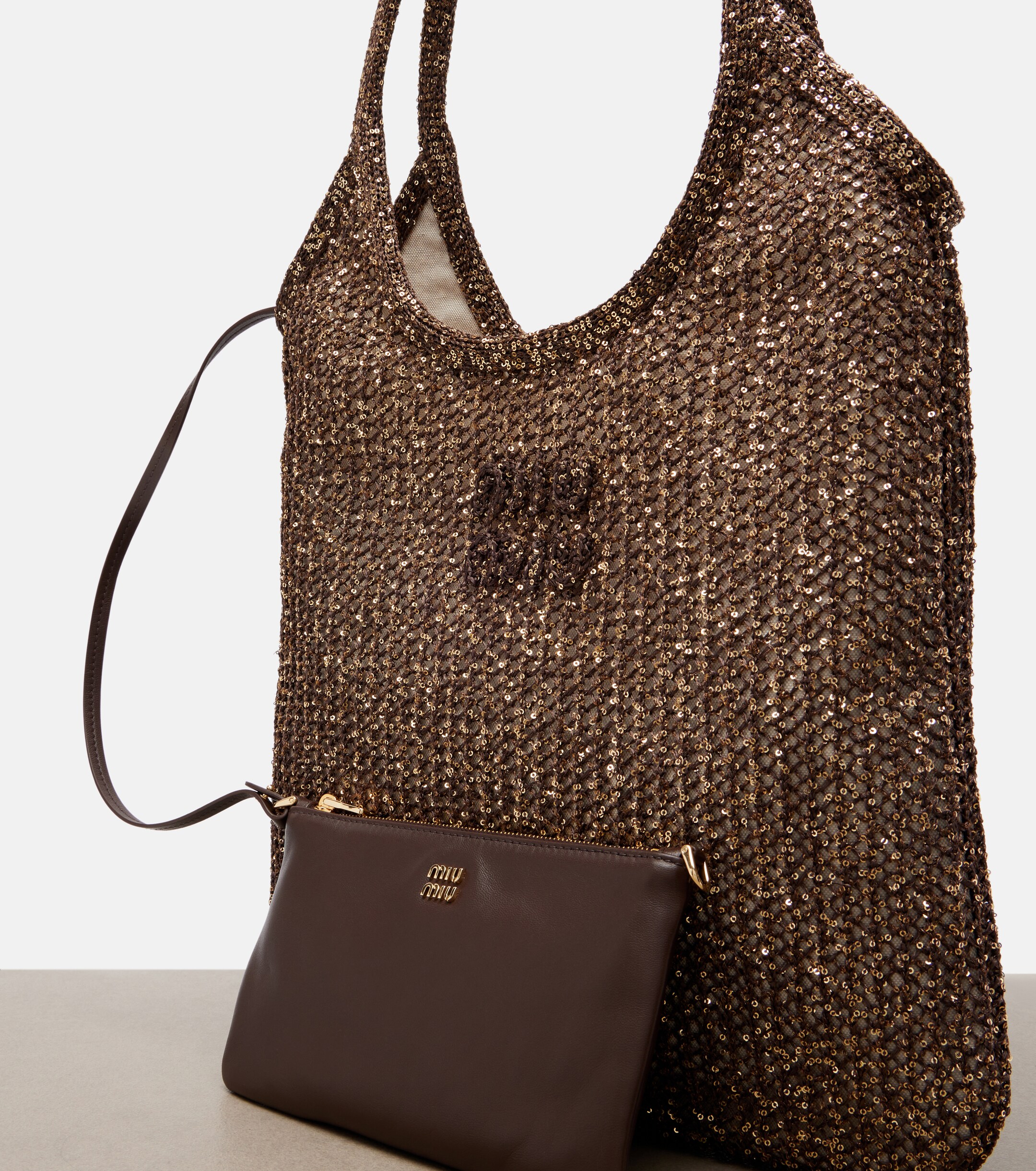 Miu Miu Ivy sequined mesh shopper