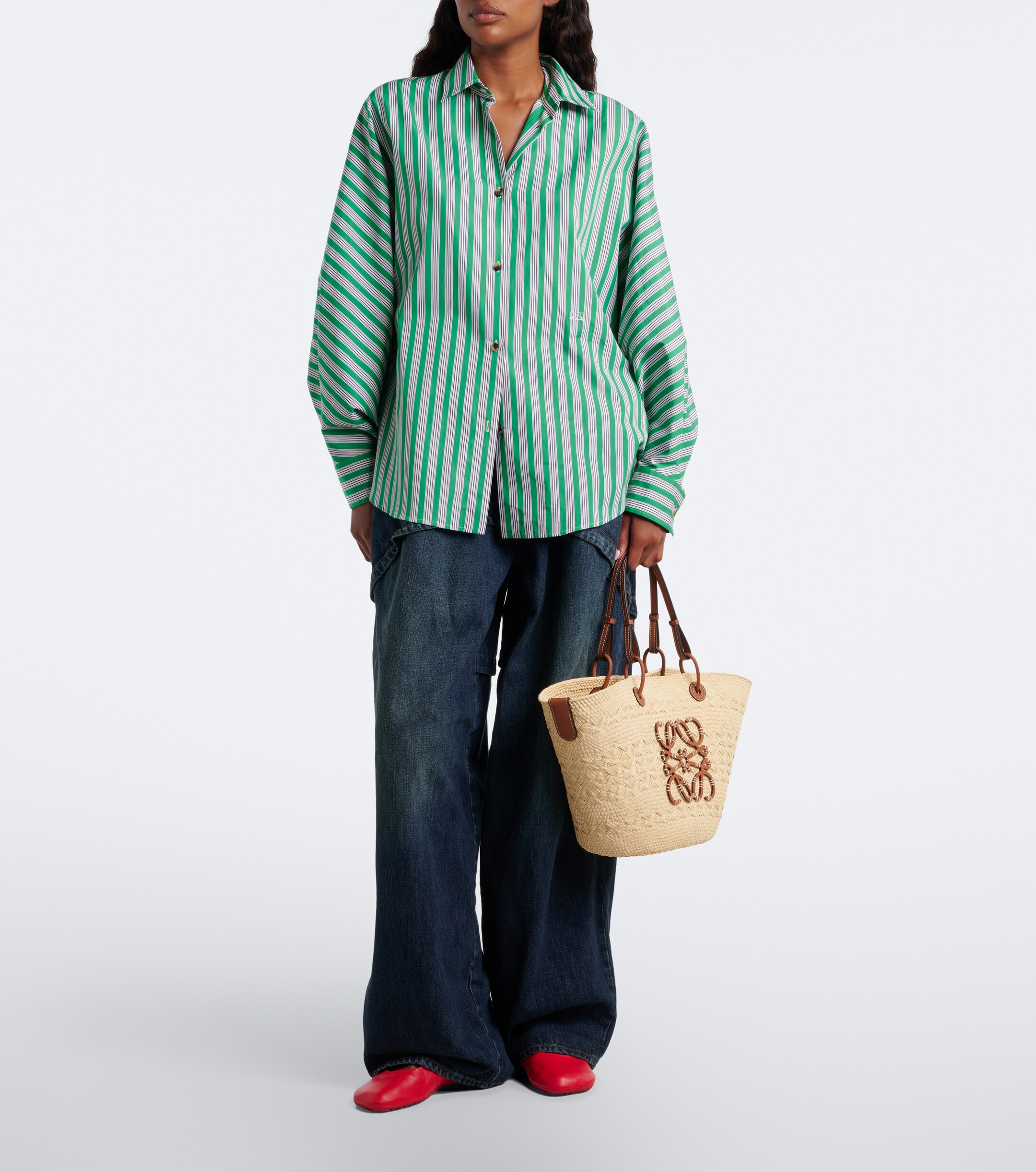 Loewe Anagram Medium leather-trimmed basket bag