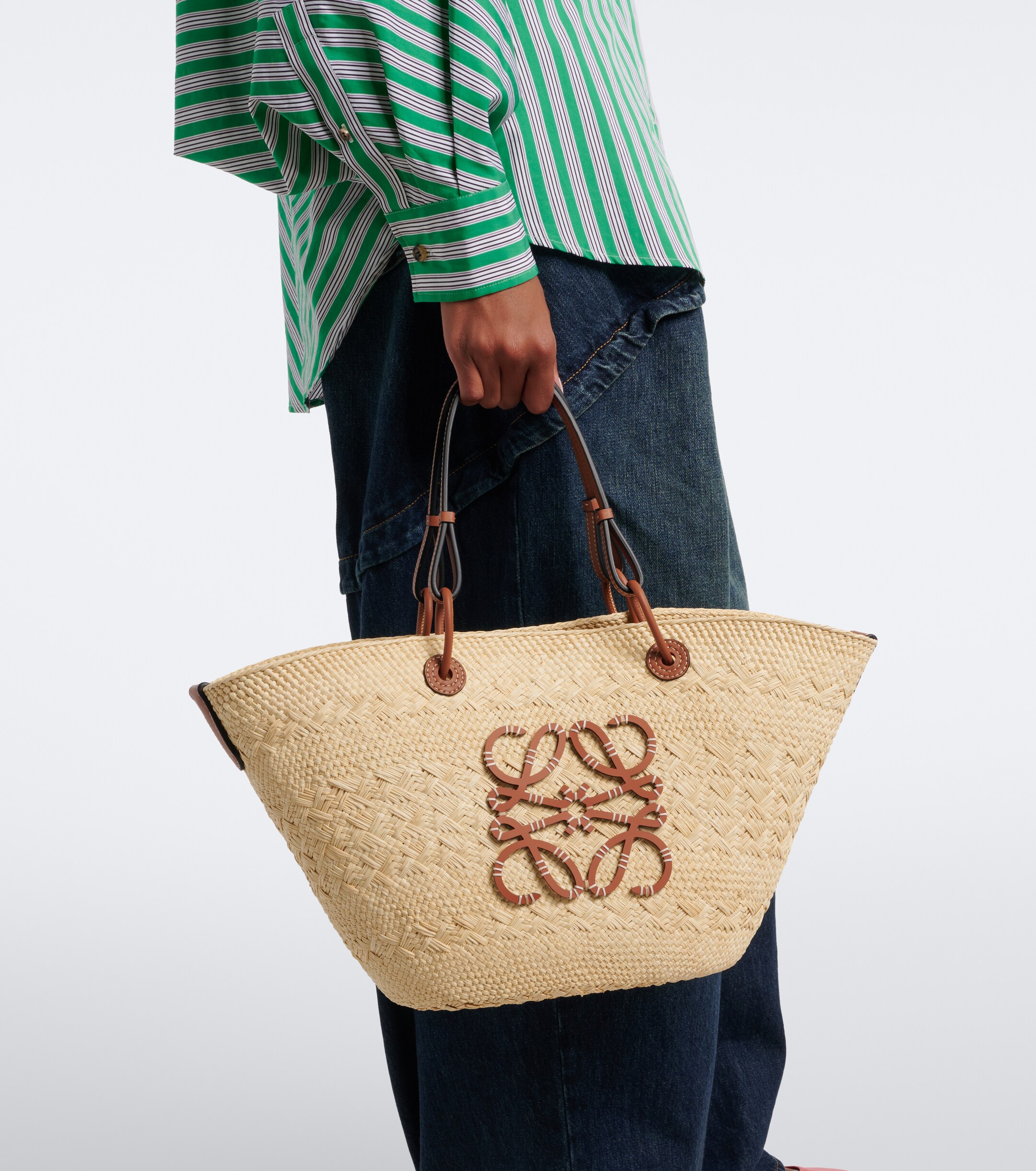 Loewe Anagram Medium leather-trimmed basket bag