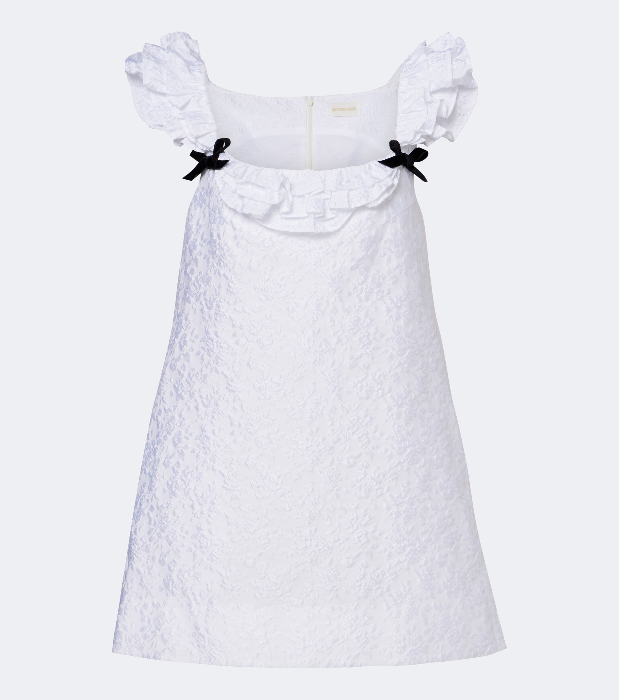 SHUSHU/TONG Shushu/Tong Bow-detail ruffled jacquard minidress