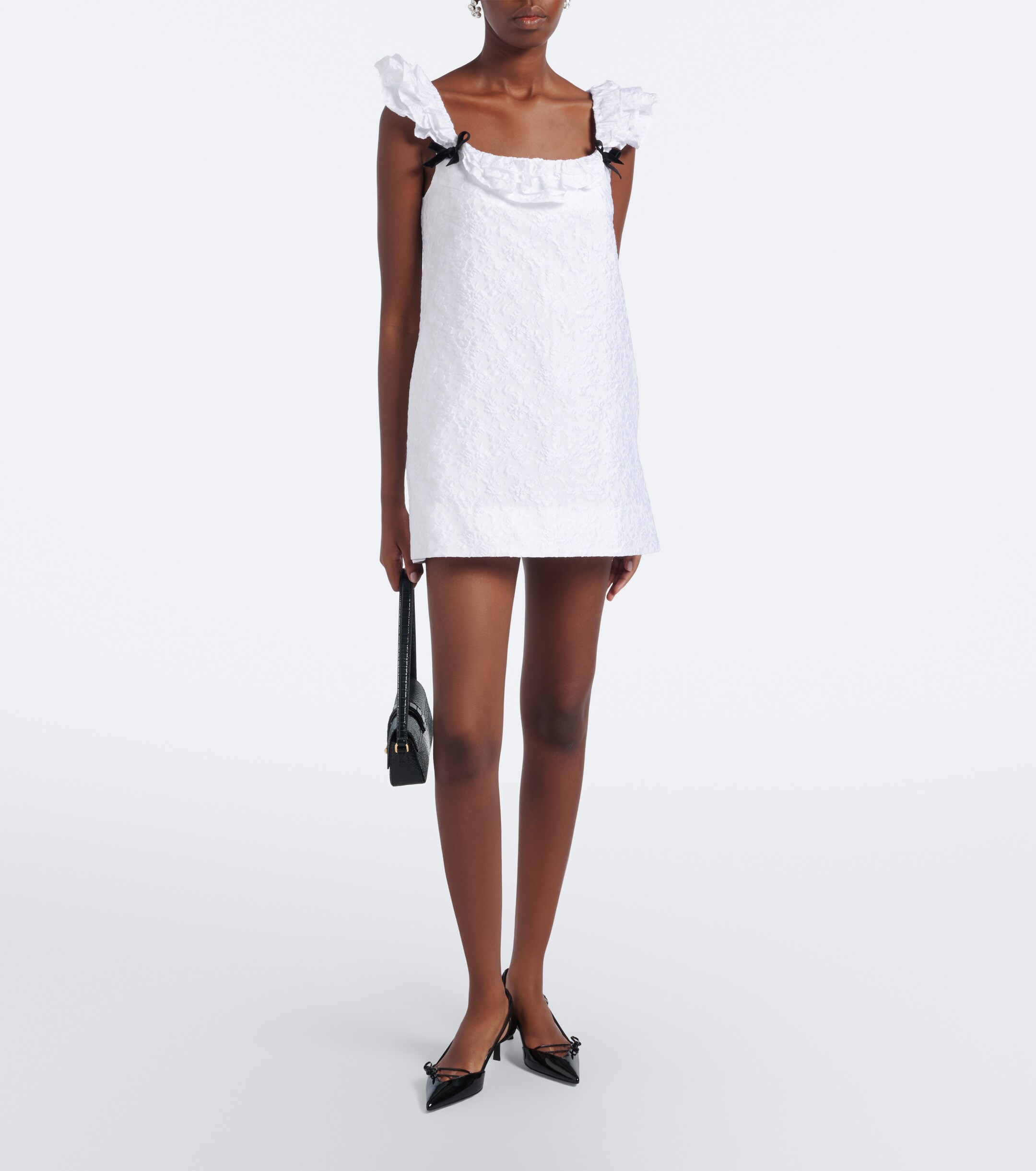 SHUSHU/TONG Shushu/Tong Bow-detail ruffled jacquard minidress