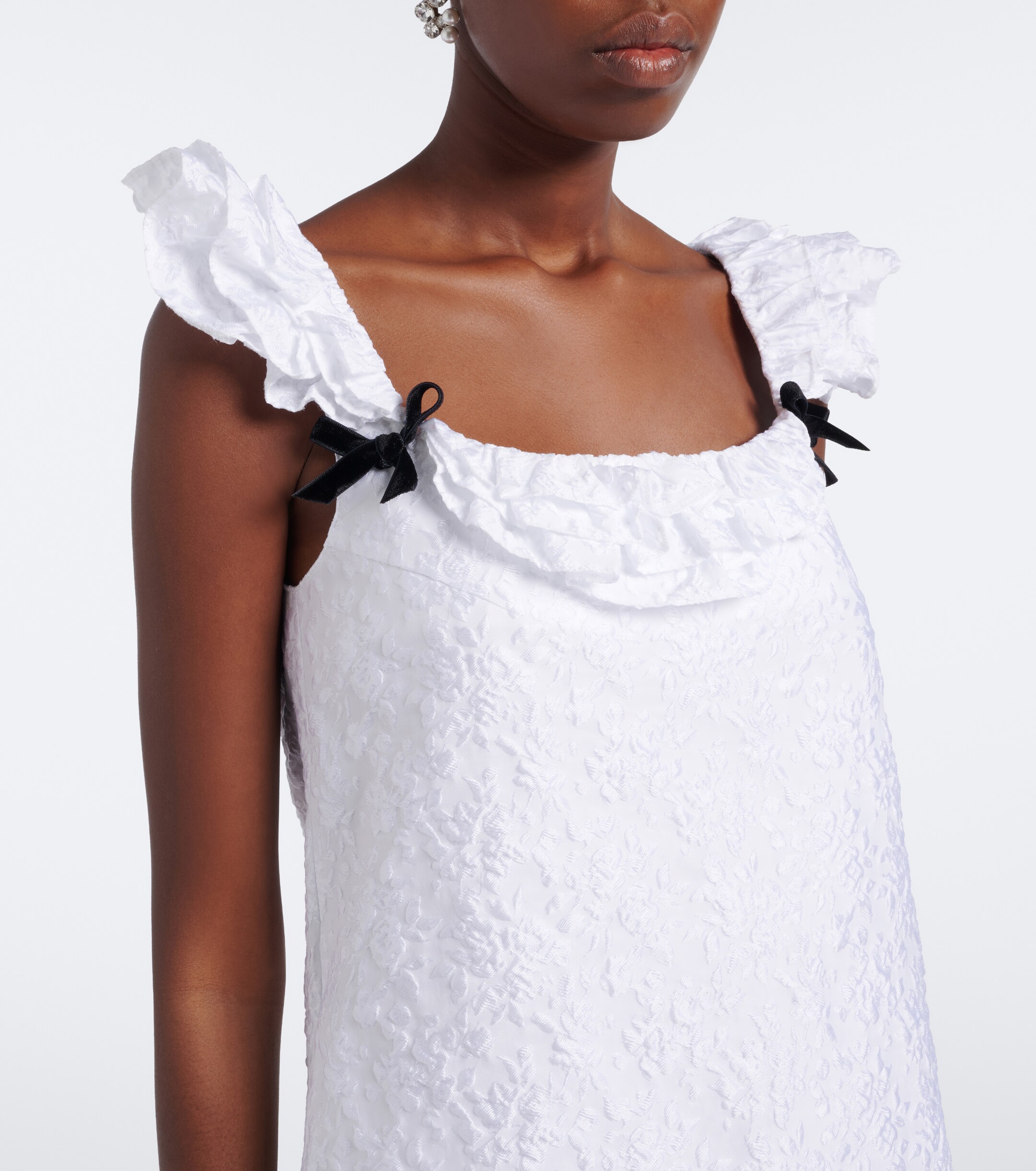 SHUSHU/TONG Shushu/Tong Bow-detail ruffled jacquard minidress