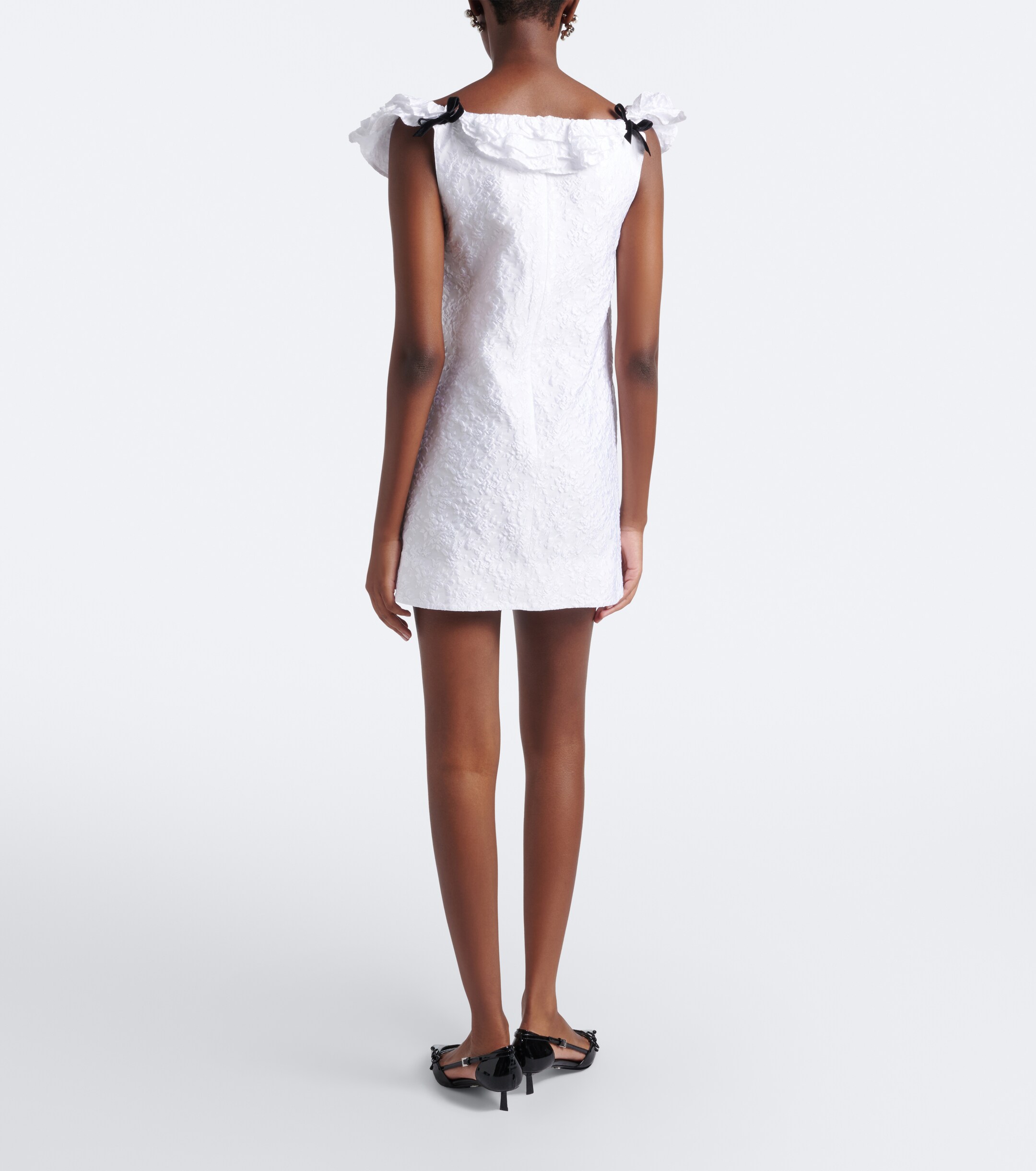 SHUSHU/TONG Shushu/Tong Bow-detail ruffled jacquard minidress