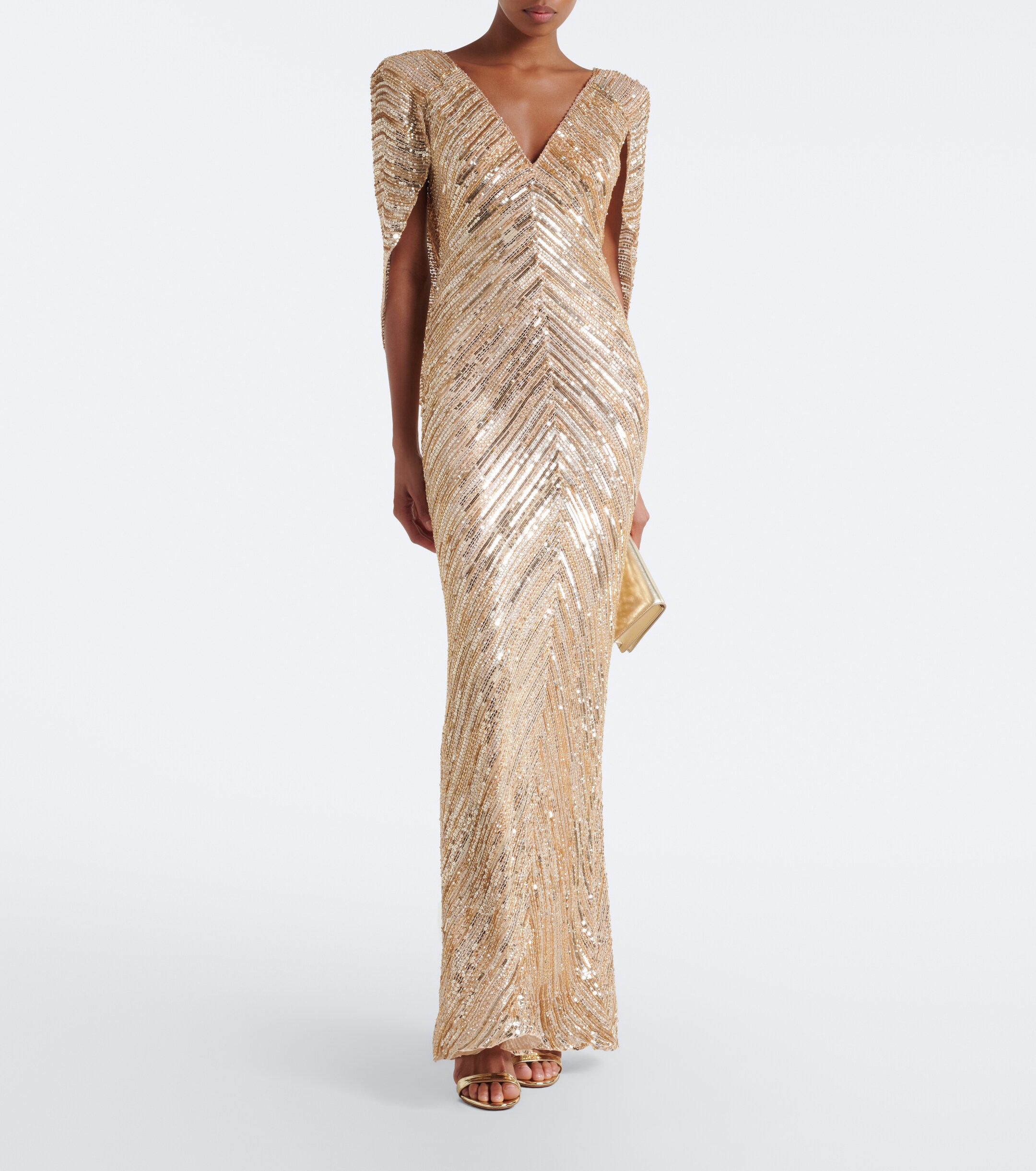 Jenny Packham Jenny Packham Fiore sequined caped gown