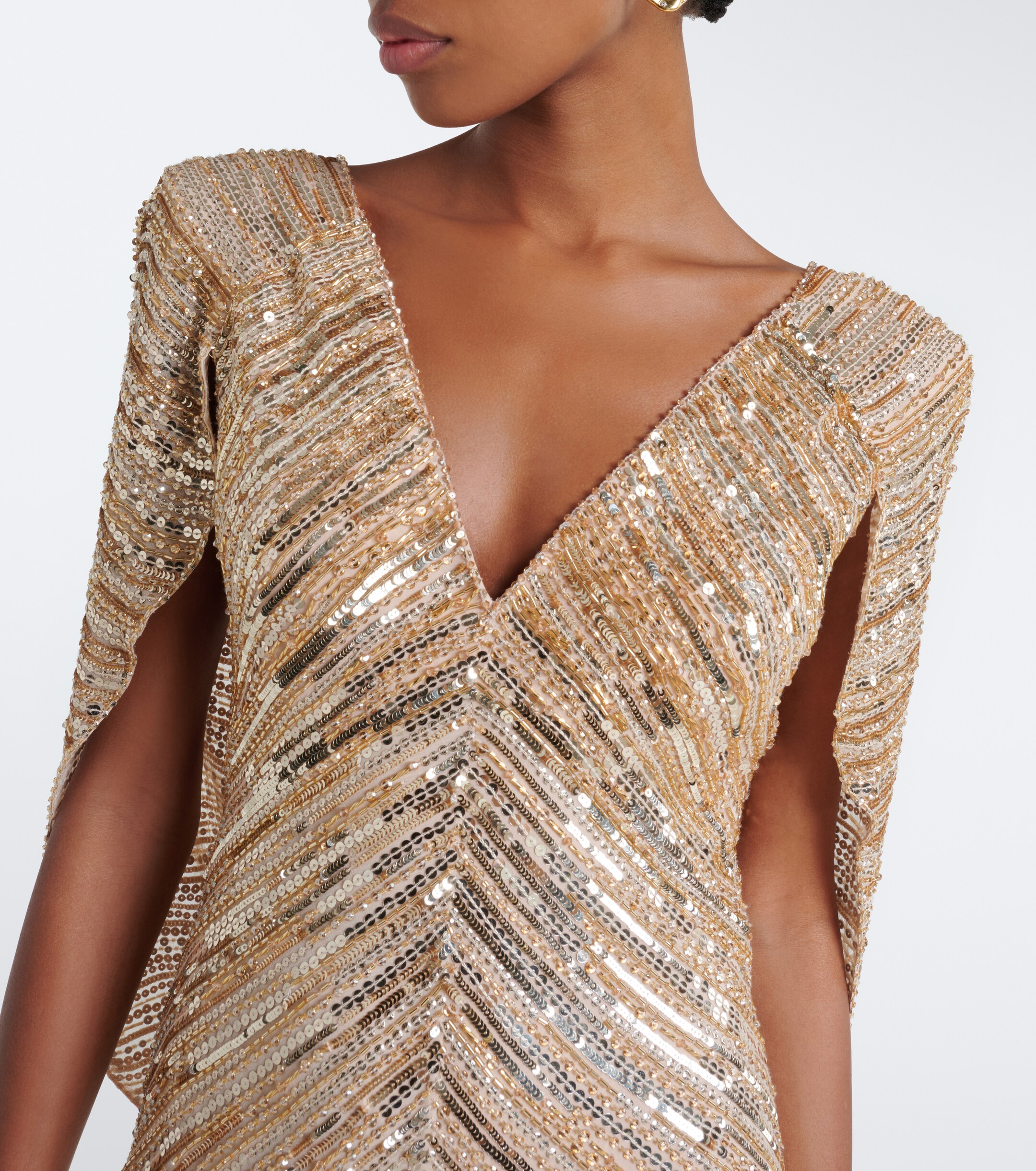 Jenny Packham Jenny Packham Fiore sequined caped gown