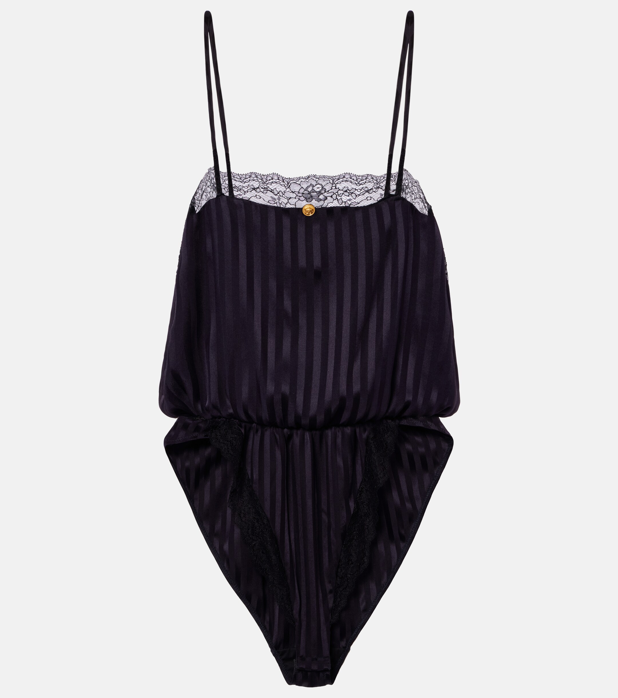 Versace Versace Lace-trimmed silk-blend jacquard bodysuit
