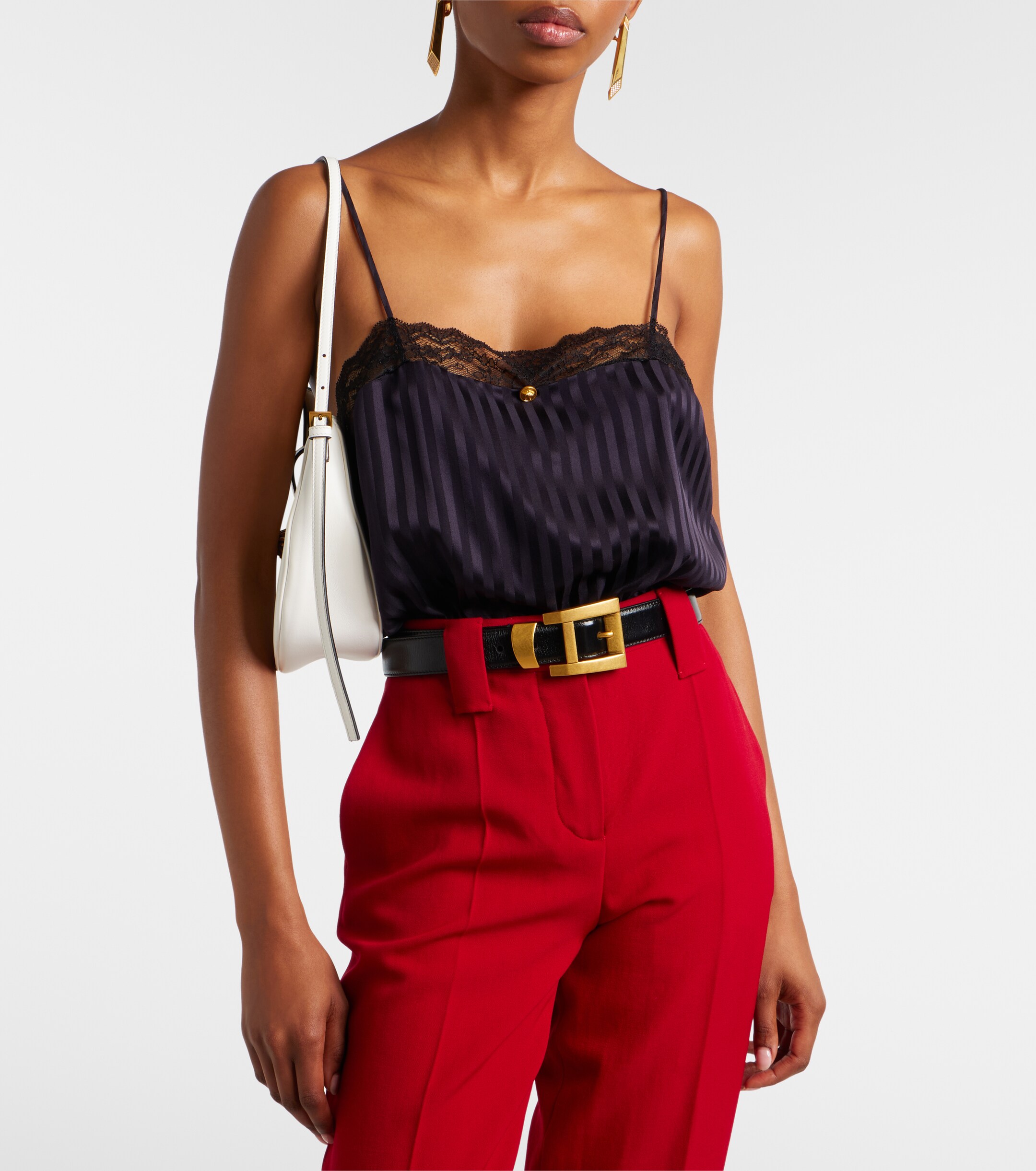 Versace Versace Lace-trimmed silk-blend jacquard bodysuit