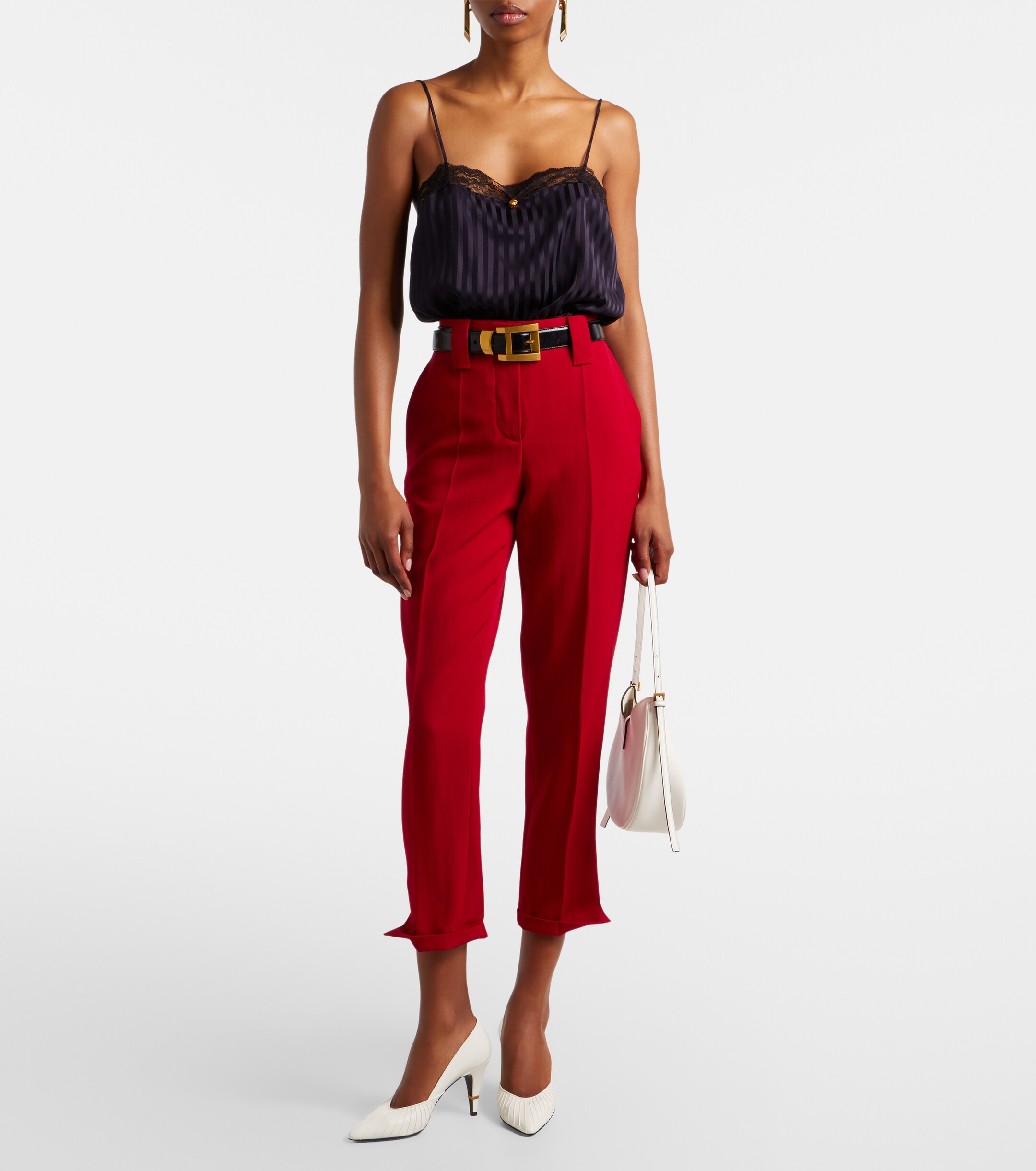Versace Versace Lace-trimmed silk-blend jacquard bodysuit