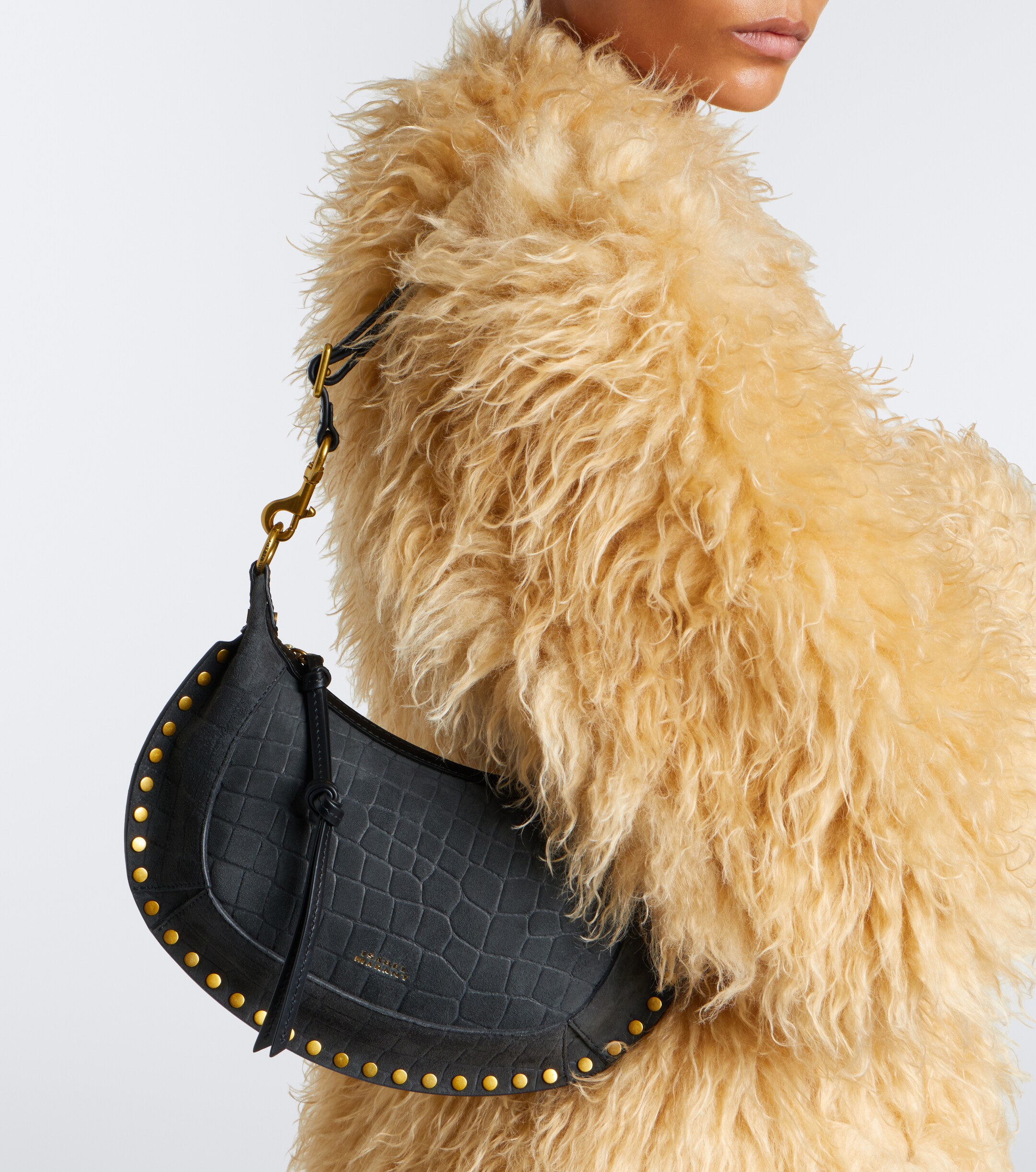 Isabel Marant Oskan Small croc-effect suede shoulder bag
