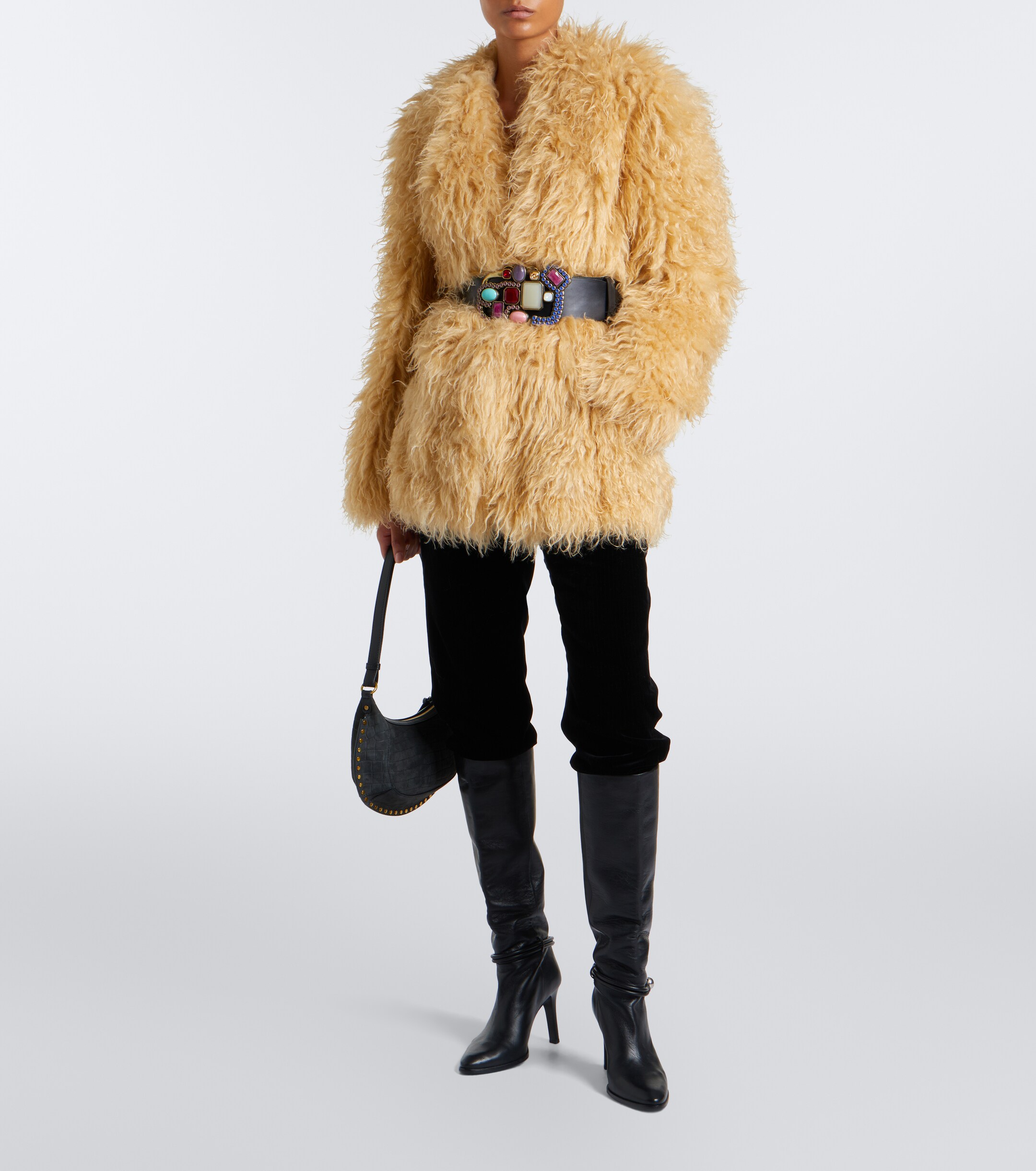 Isabel Marant Oskan Small croc-effect suede shoulder bag