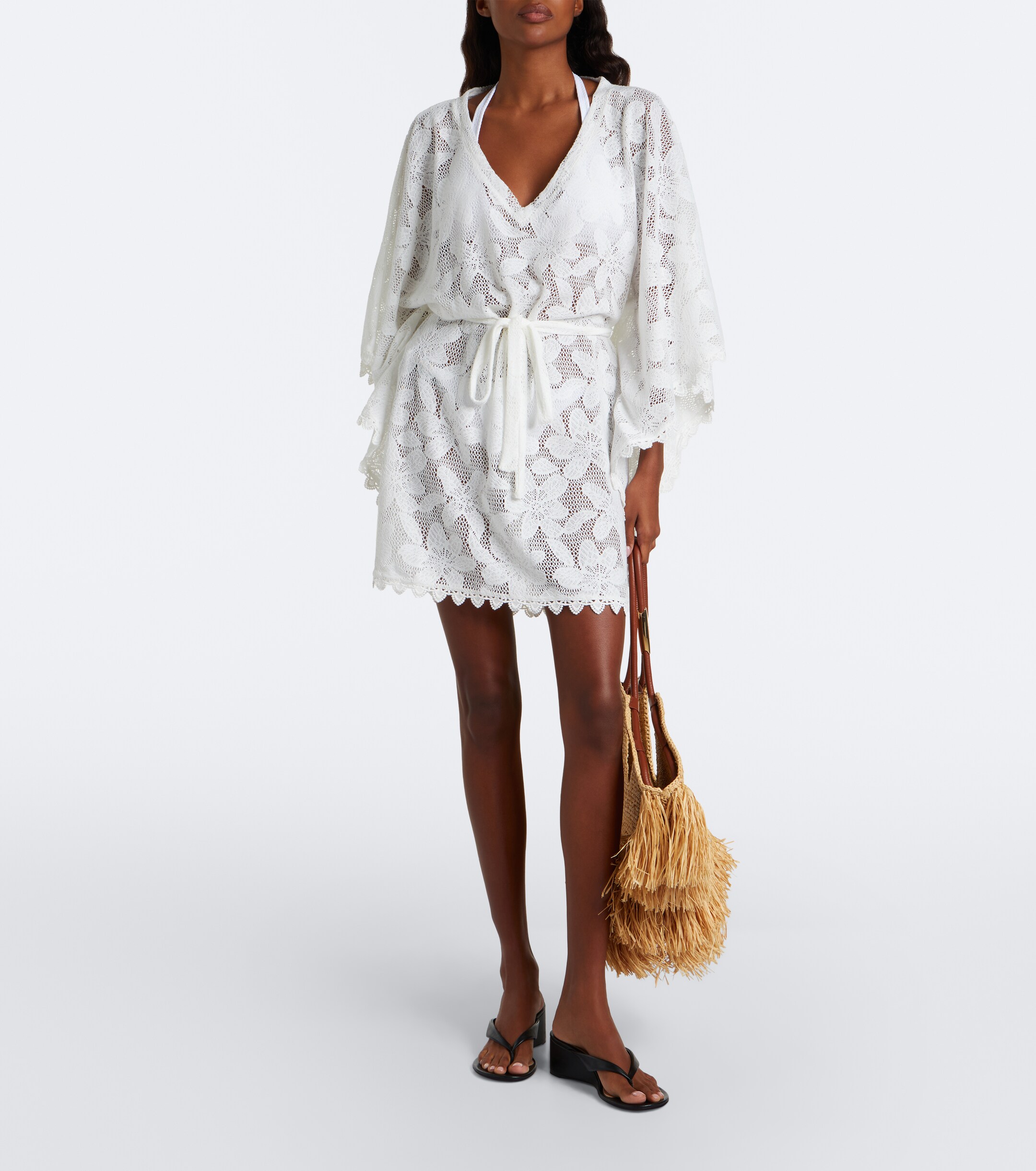 Melissa Odabash Melissa Odabash Petra floral sheer lace kaftan