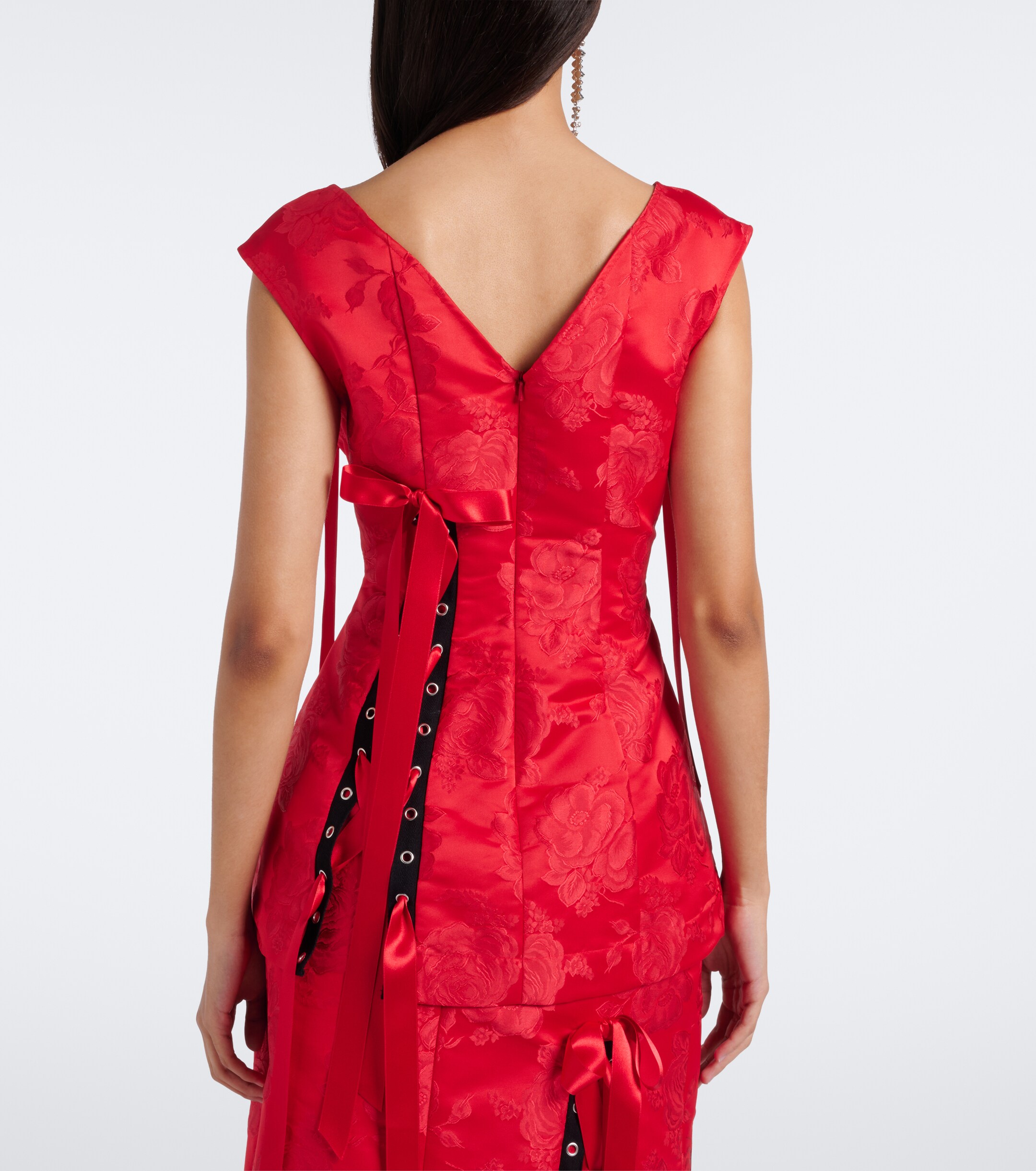 Simone Rocha Simone Rocha Bow-detail floral brocade top