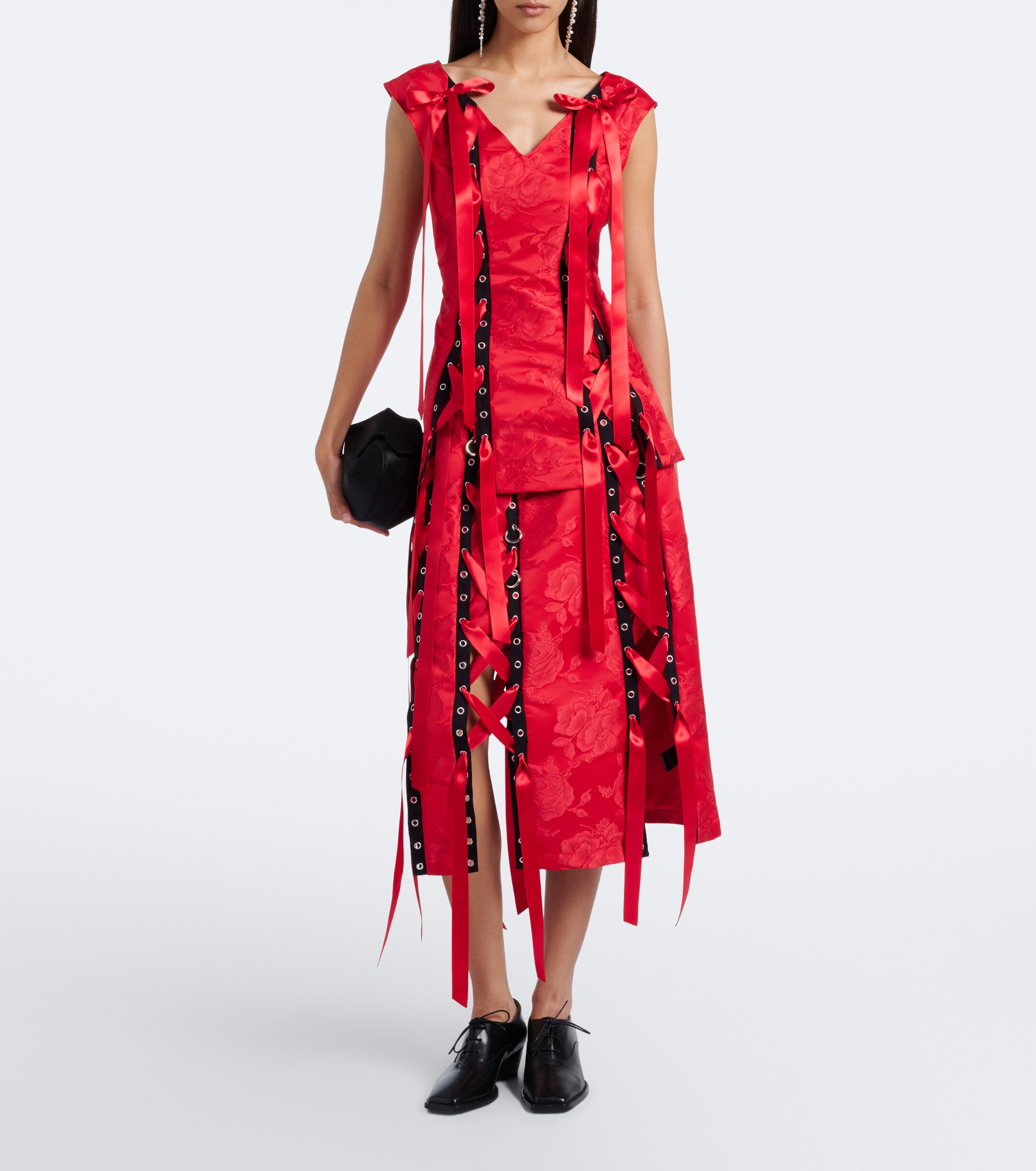 Simone Rocha Simone Rocha Bow-detail floral brocade top