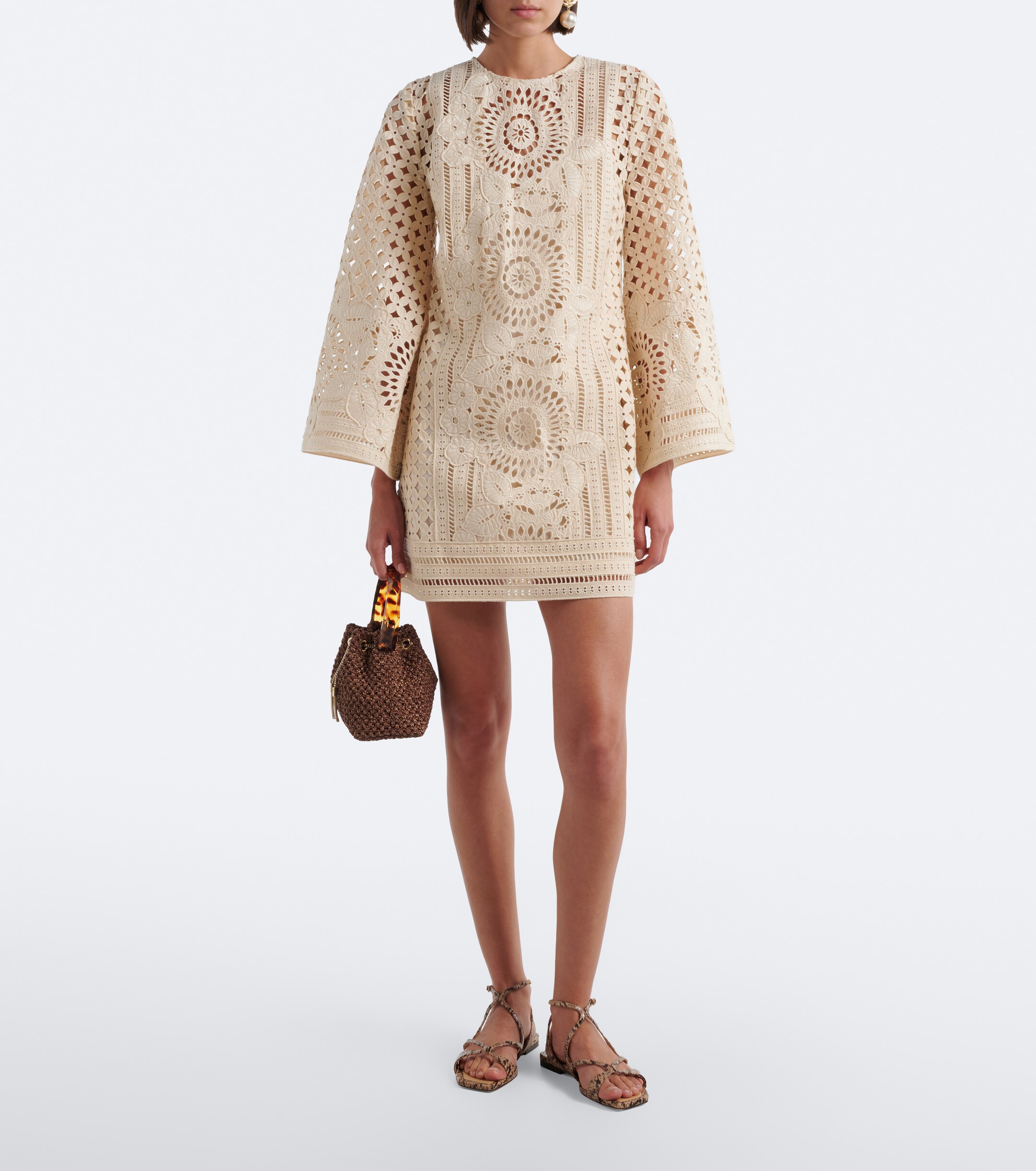 JIMMY CHOO Bon Bon raffia-effect bucket bag