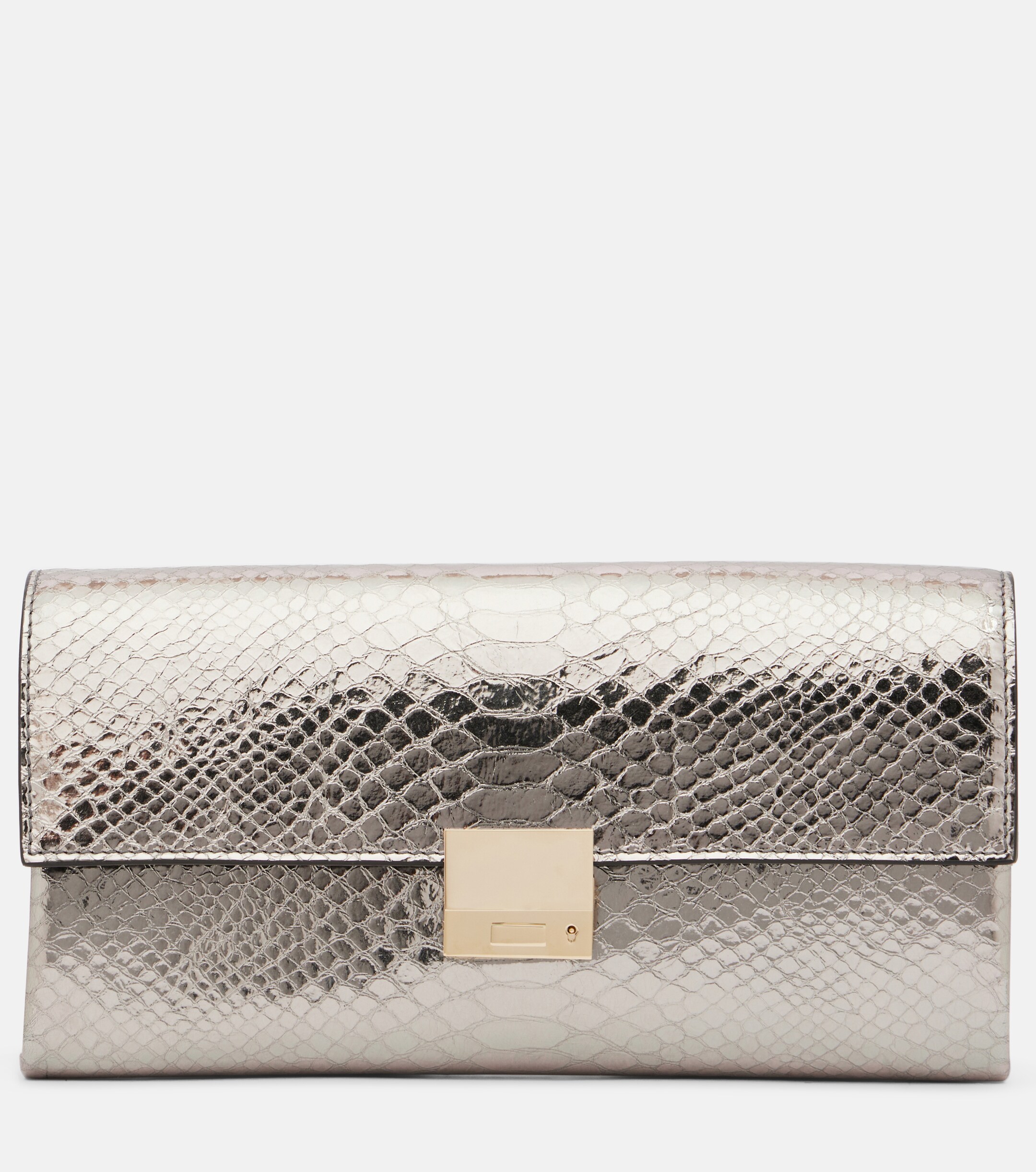 Tom Ford Jean snake-effect metallic leather clutch