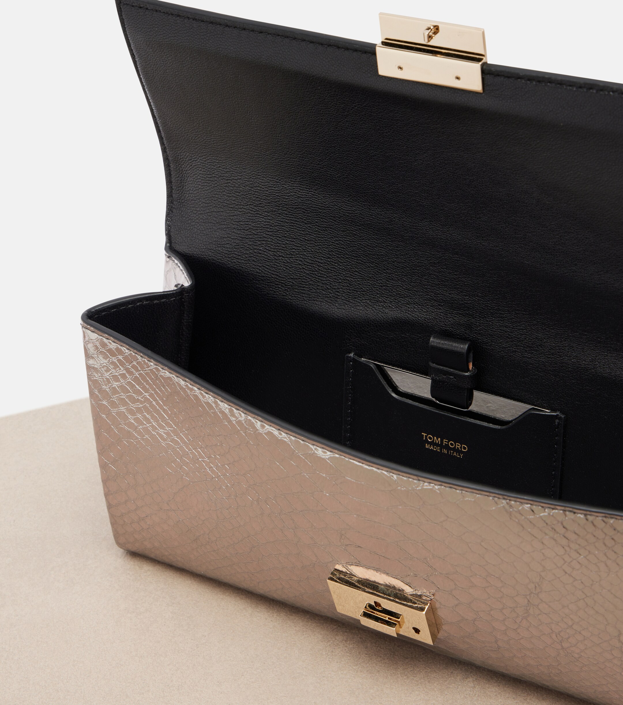 Tom Ford Jean snake-effect metallic leather clutch