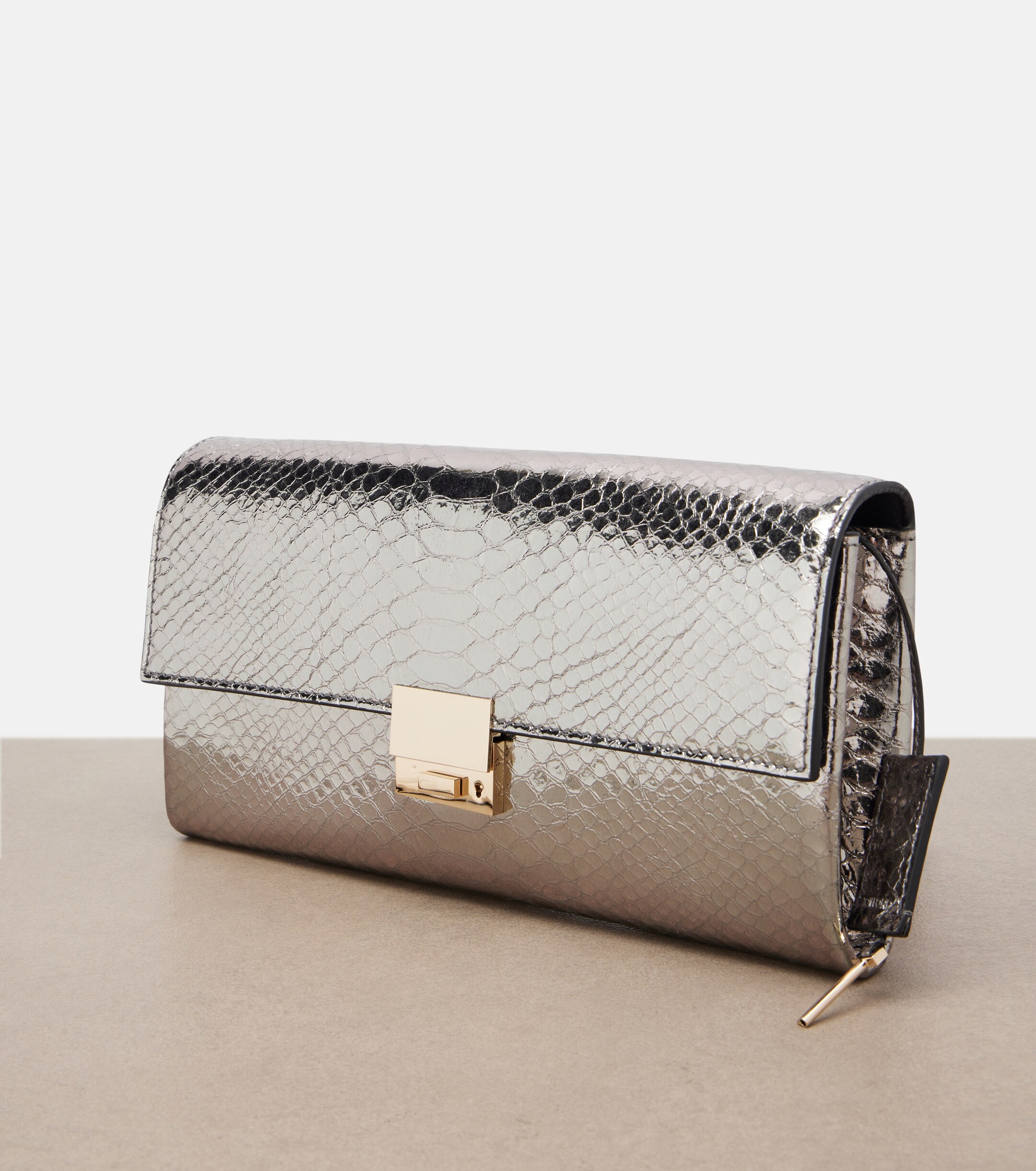 Tom Ford Jean snake-effect metallic leather clutch