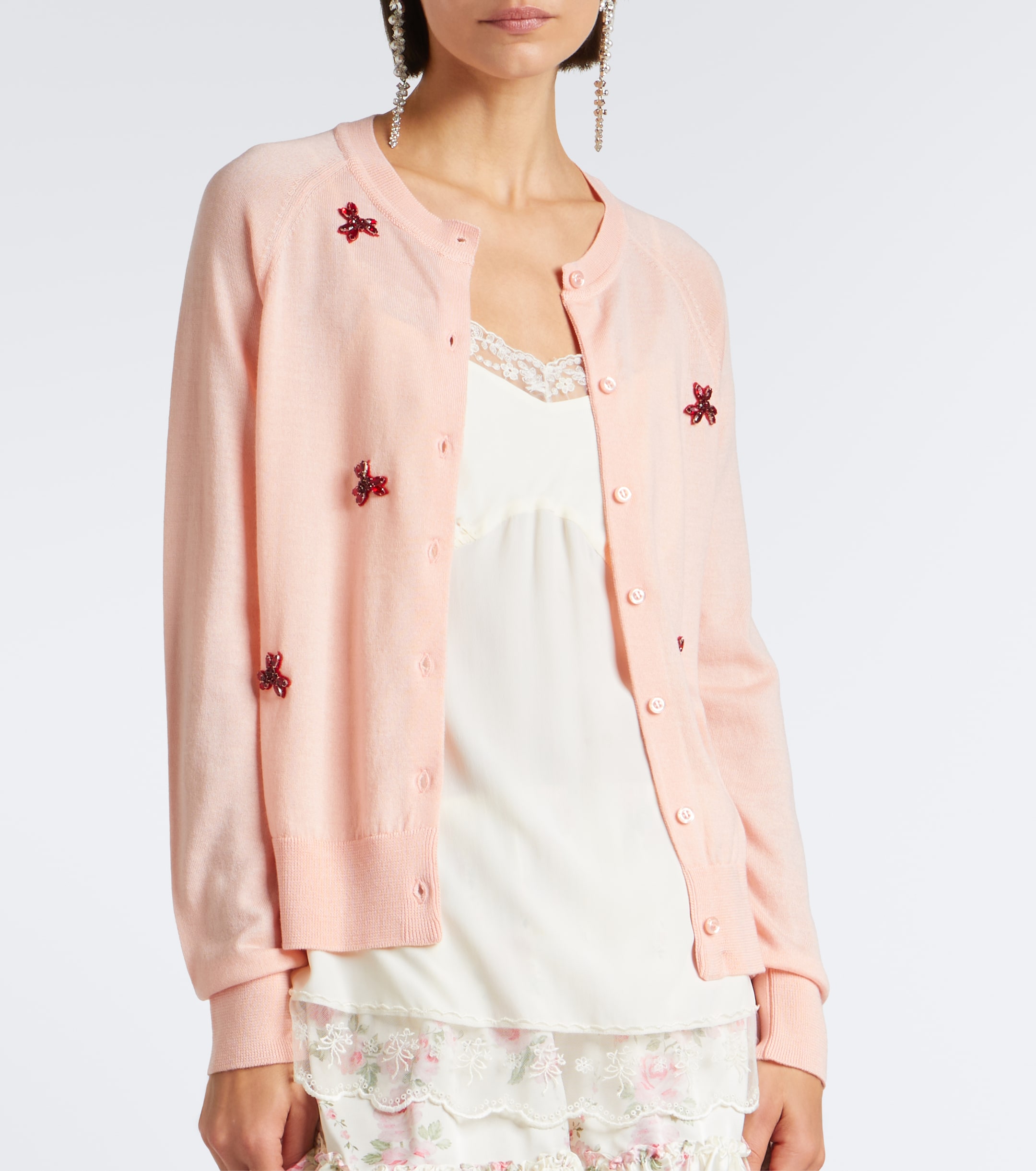 Simone Rocha Simone Rocha Crystal-embellished wool and silk cardigan