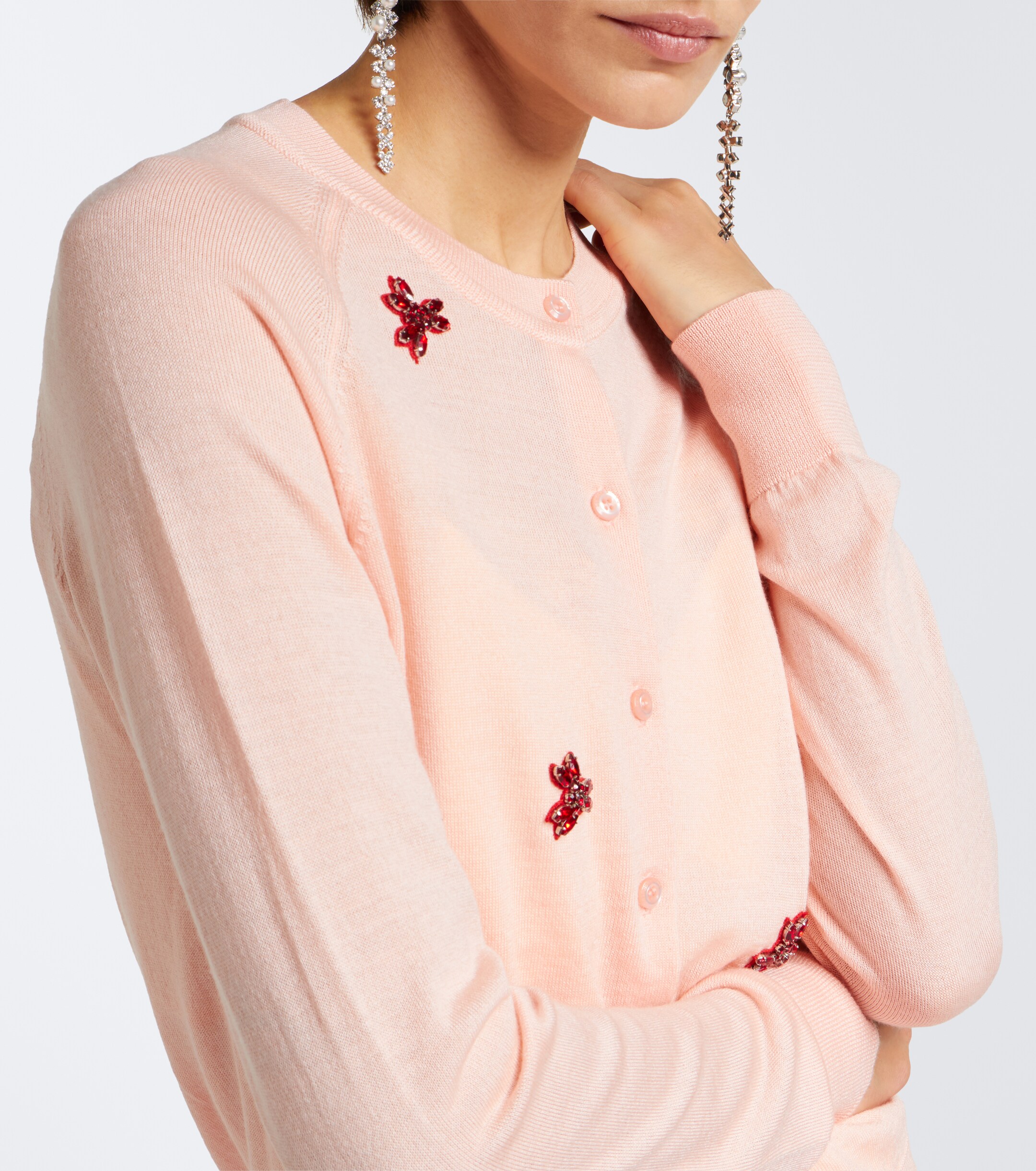 Simone Rocha Simone Rocha Crystal-embellished wool and silk cardigan