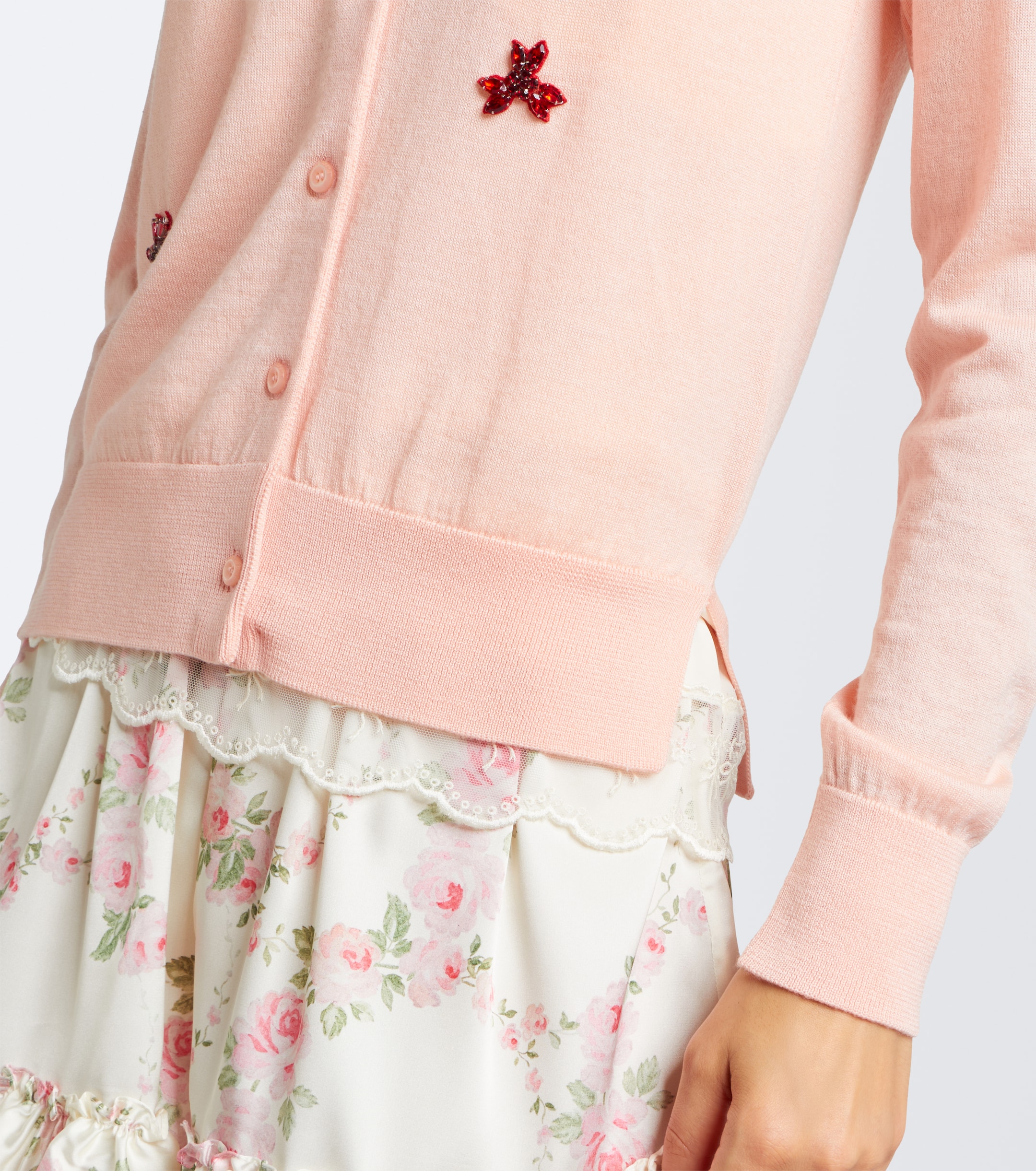 Simone Rocha Simone Rocha Crystal-embellished wool and silk cardigan