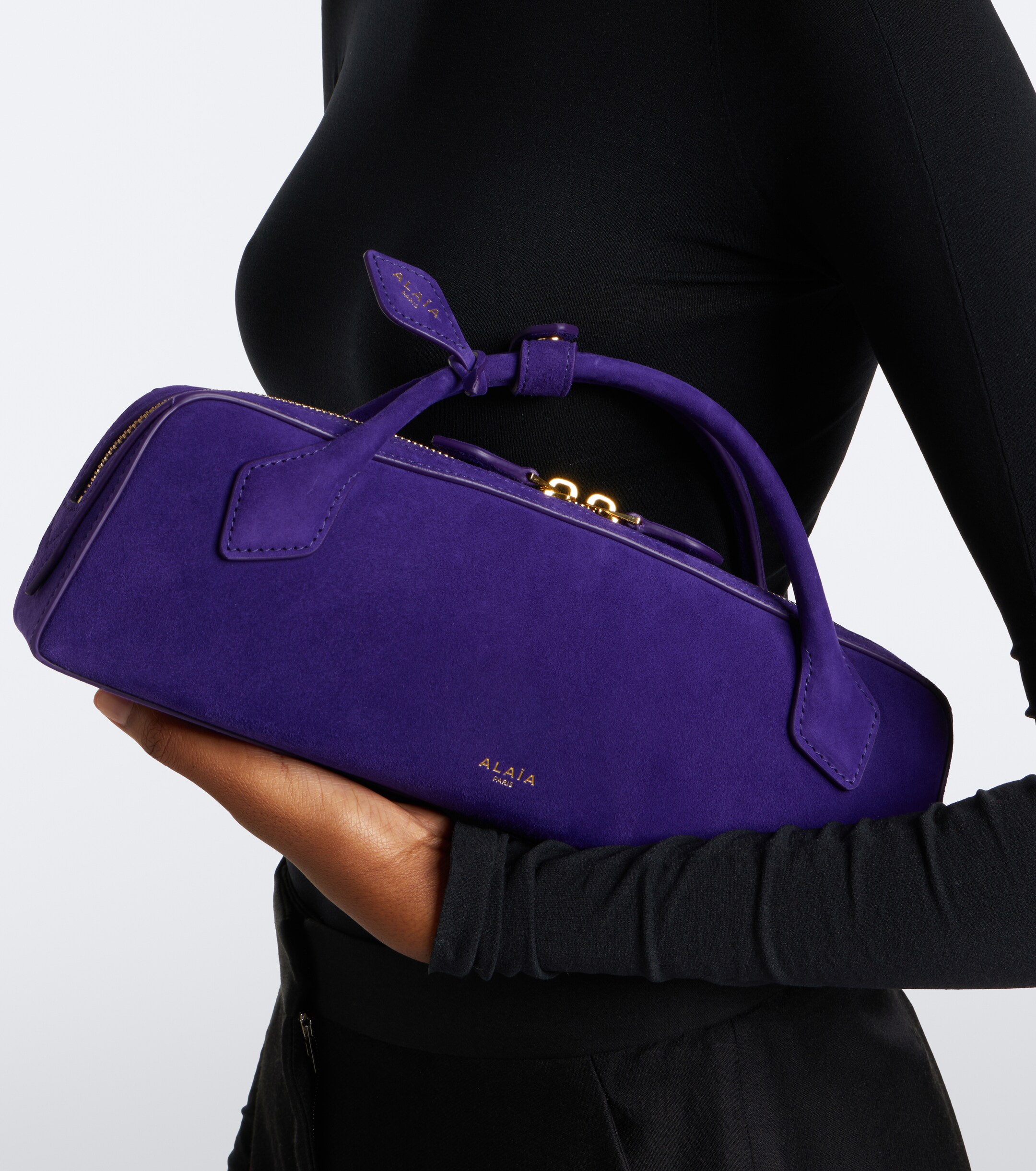 Alaïa Le Teckel Small suede clutch