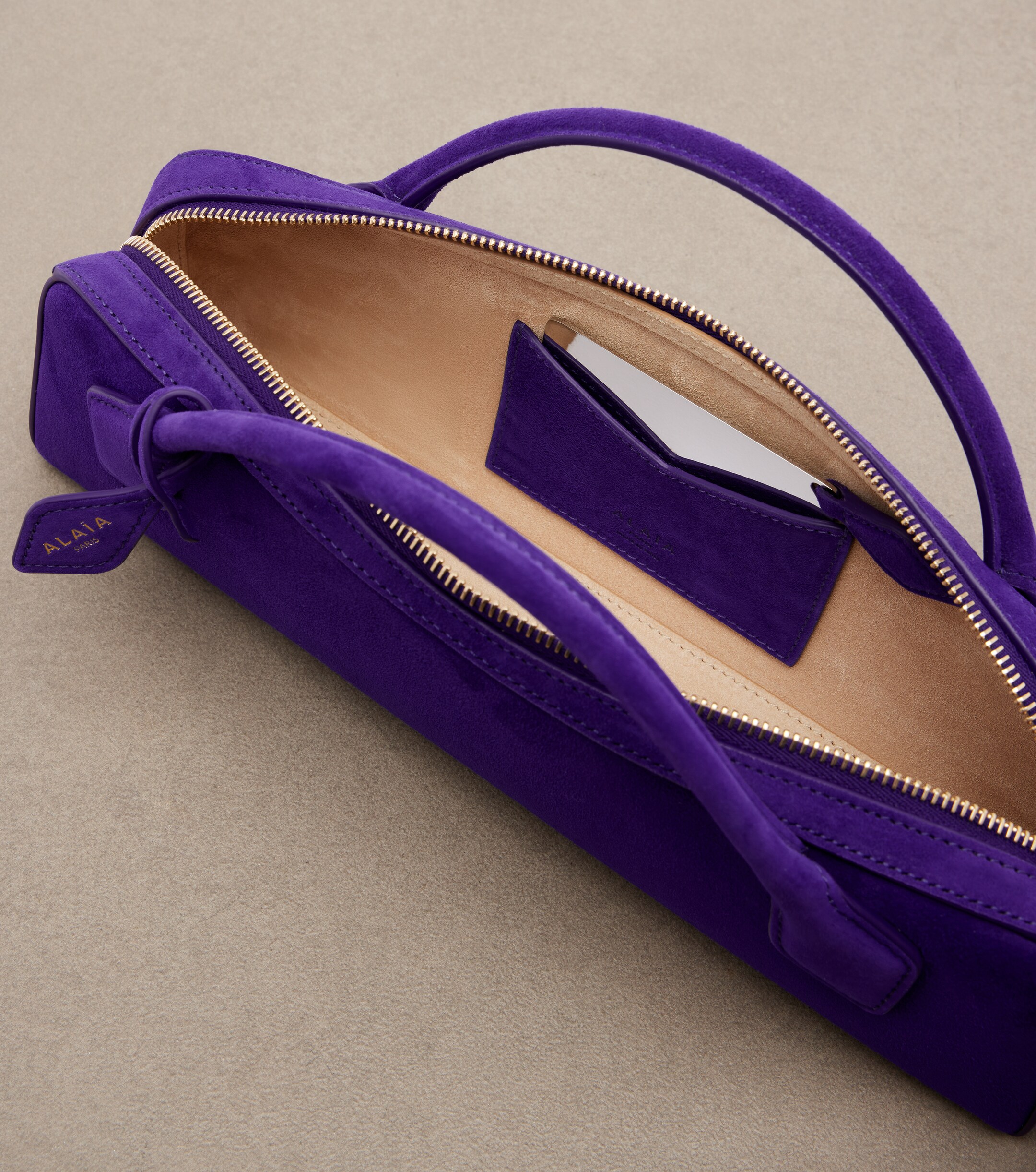 Alaïa Le Teckel Small suede clutch