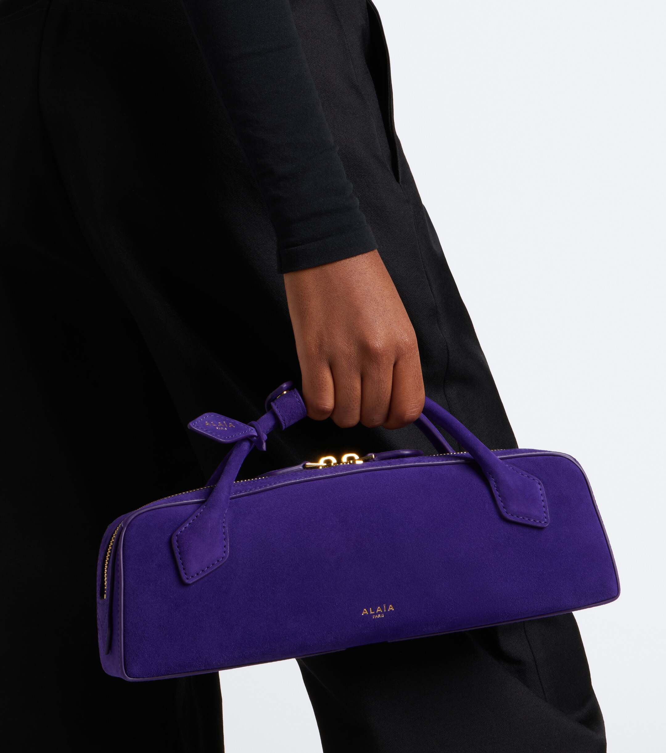 Alaïa Le Teckel Small suede clutch