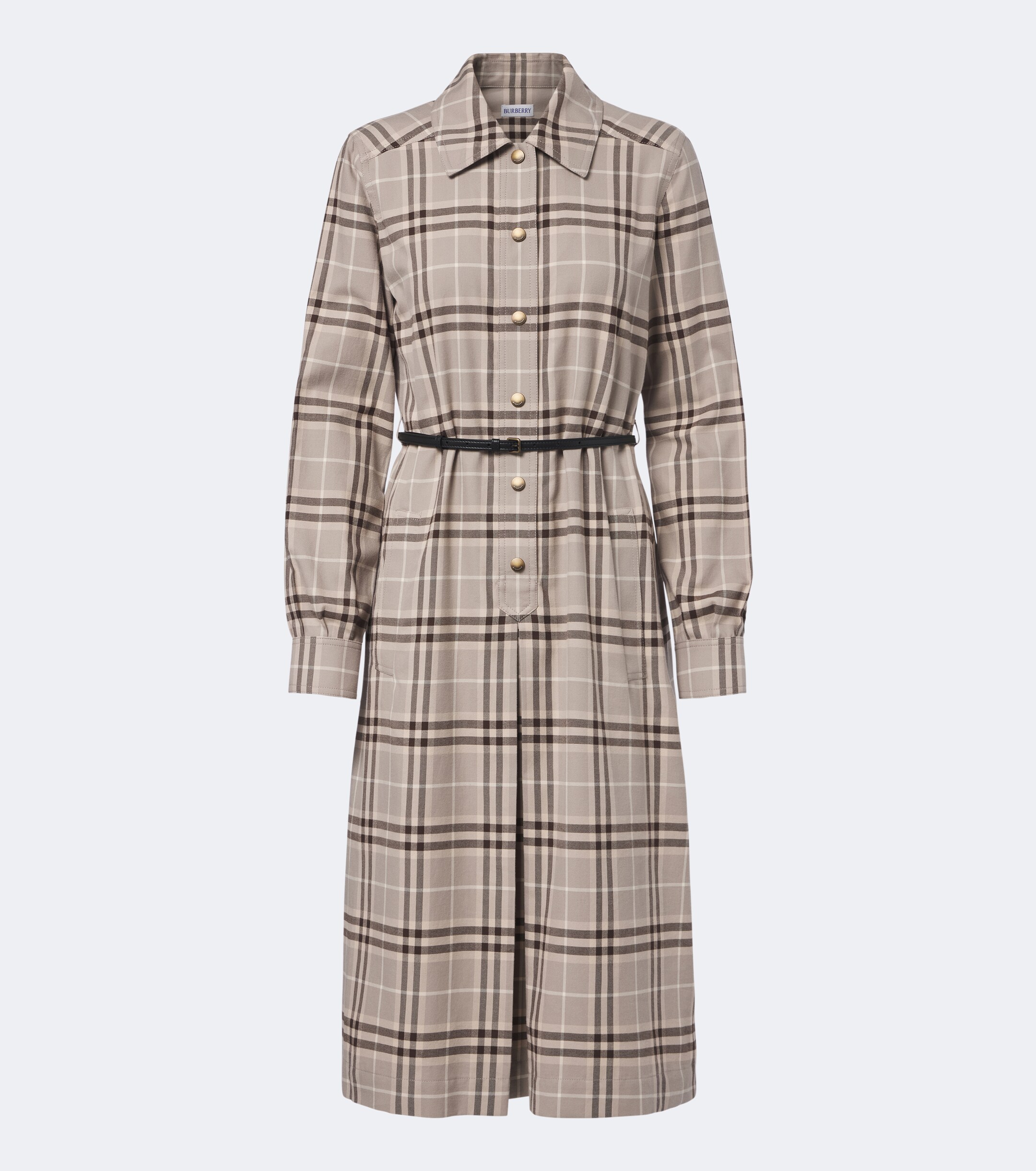 Burberry Burberry Burberry Check belted cotton shirt dress