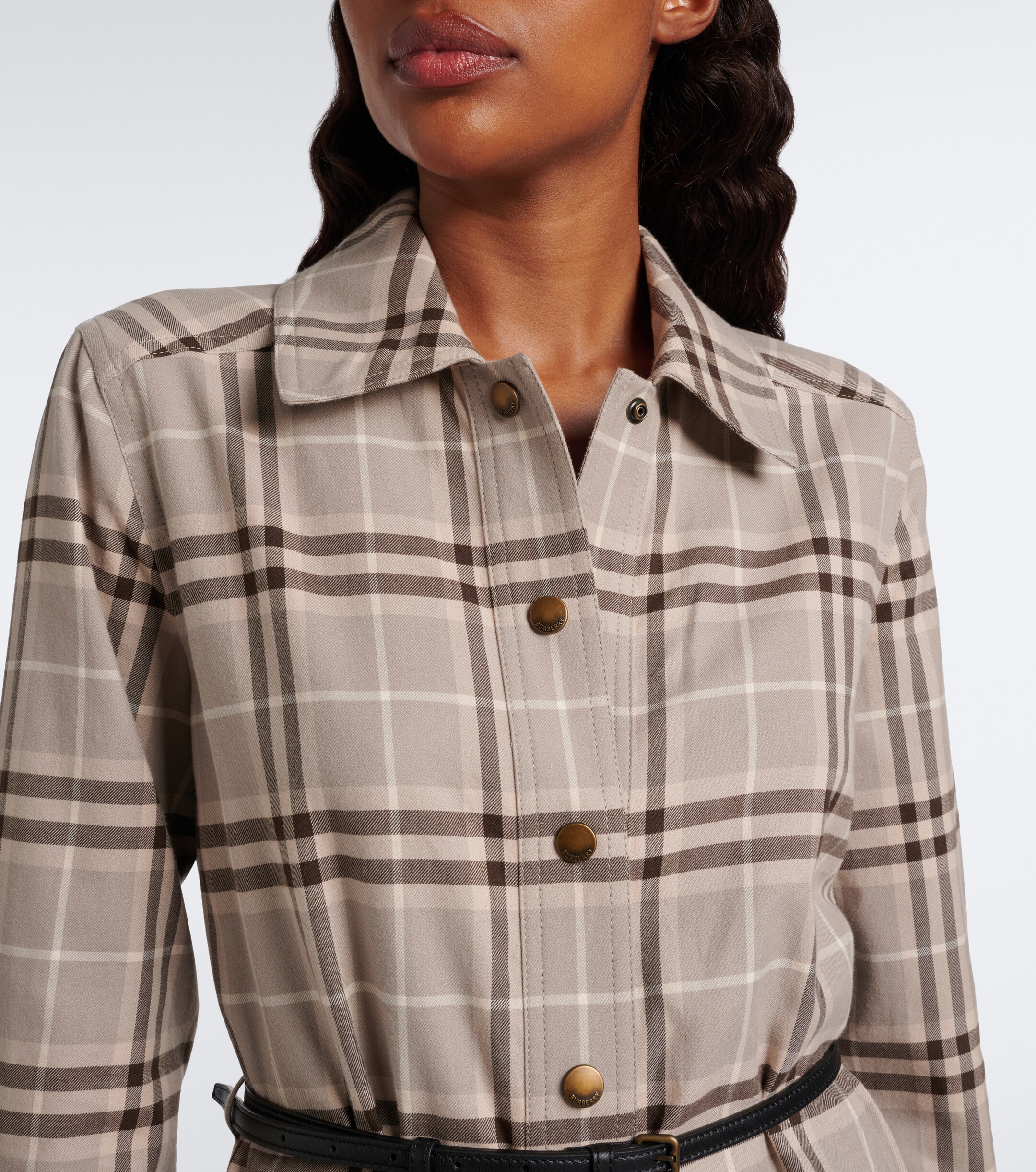 Burberry Burberry Burberry Check belted cotton shirt dress
