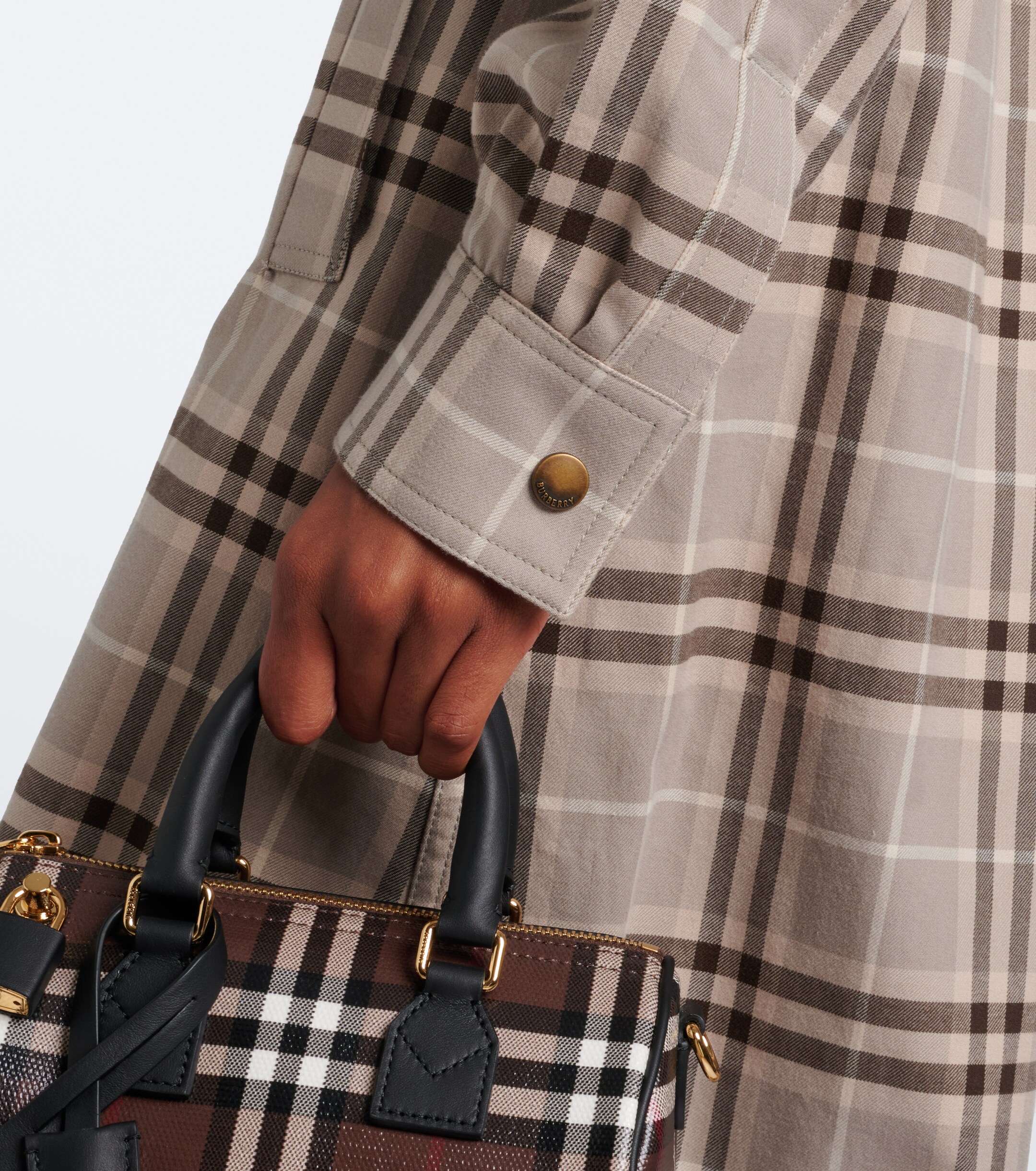 Burberry Burberry Burberry Check belted cotton shirt dress