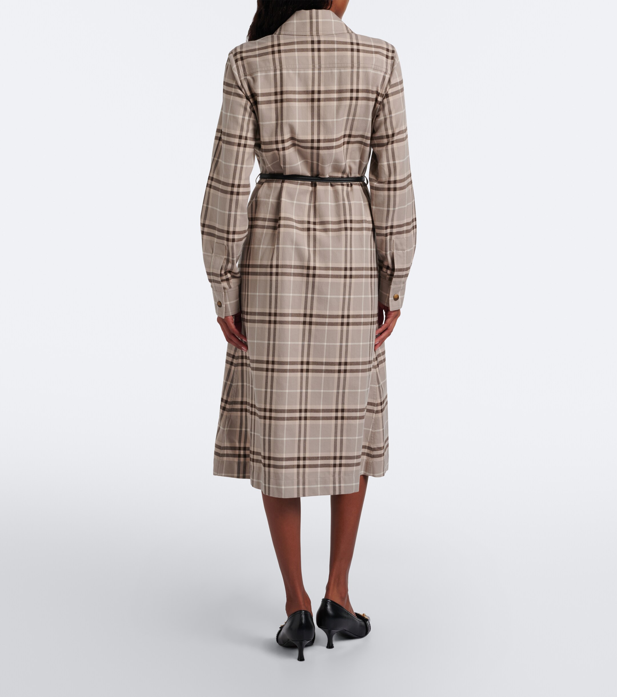 Burberry Burberry Burberry Check belted cotton shirt dress