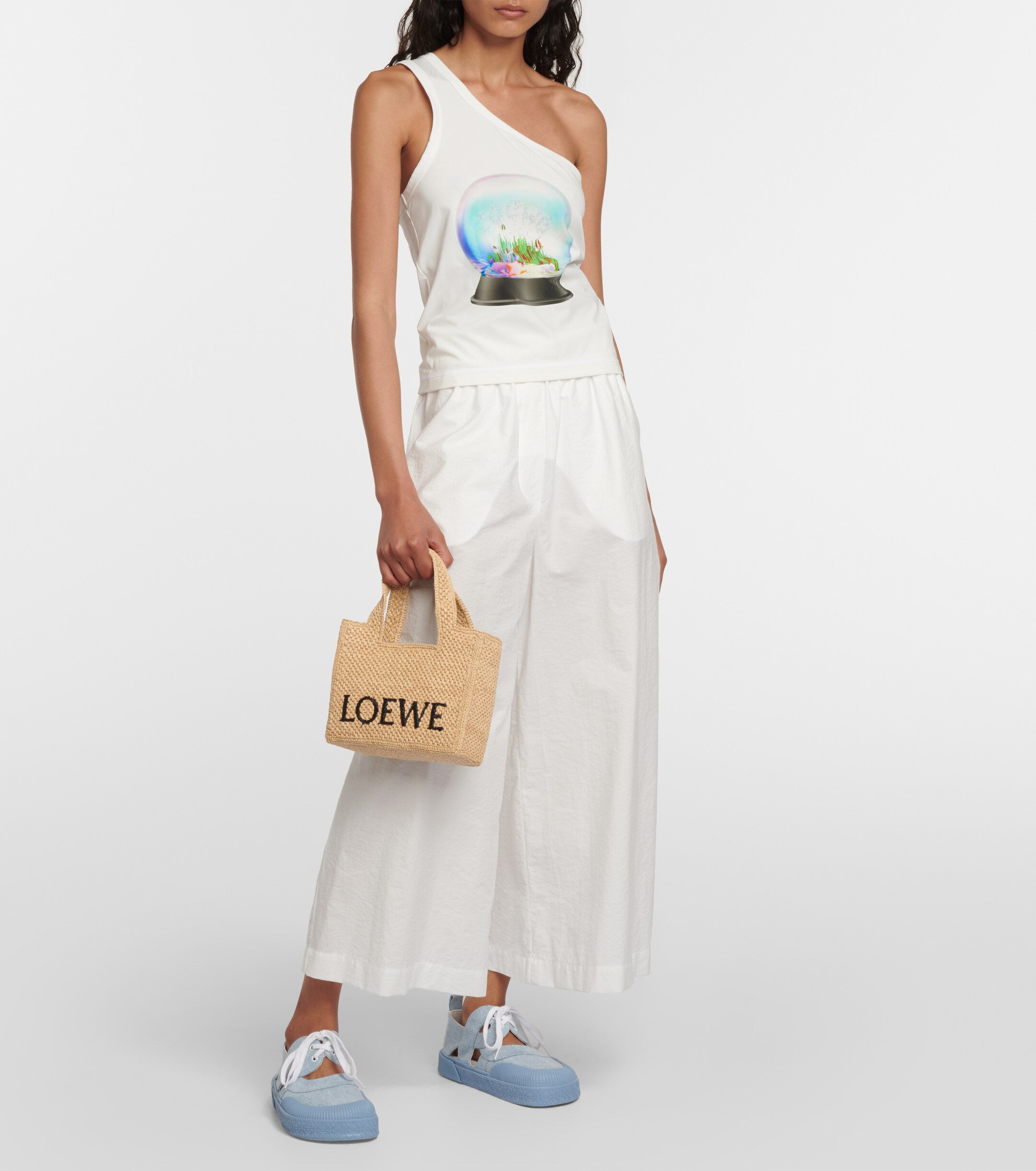 Loewe Paula's Ibiza logo raffia top-handle bag