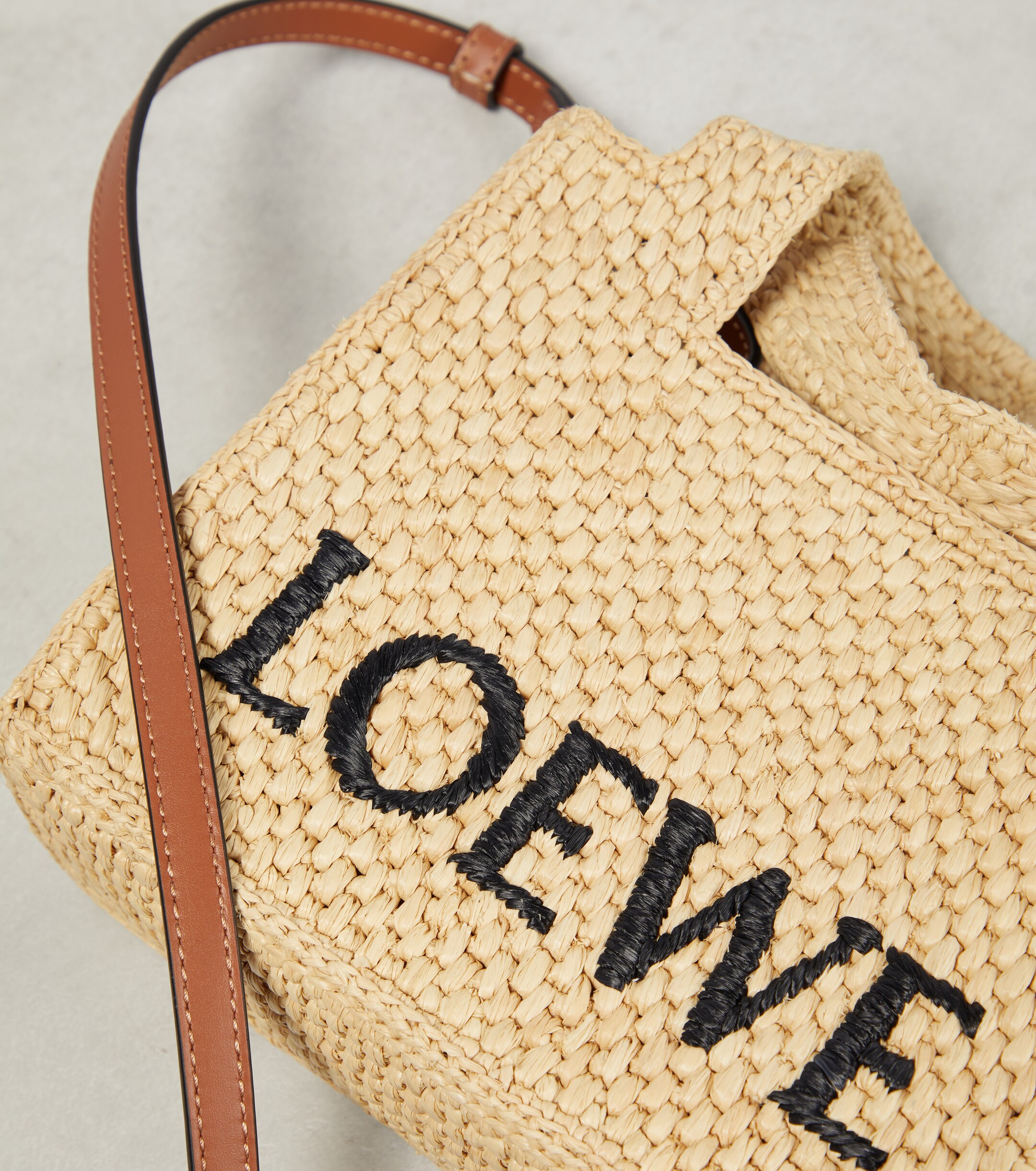 Loewe Paula's Ibiza logo raffia top-handle bag
